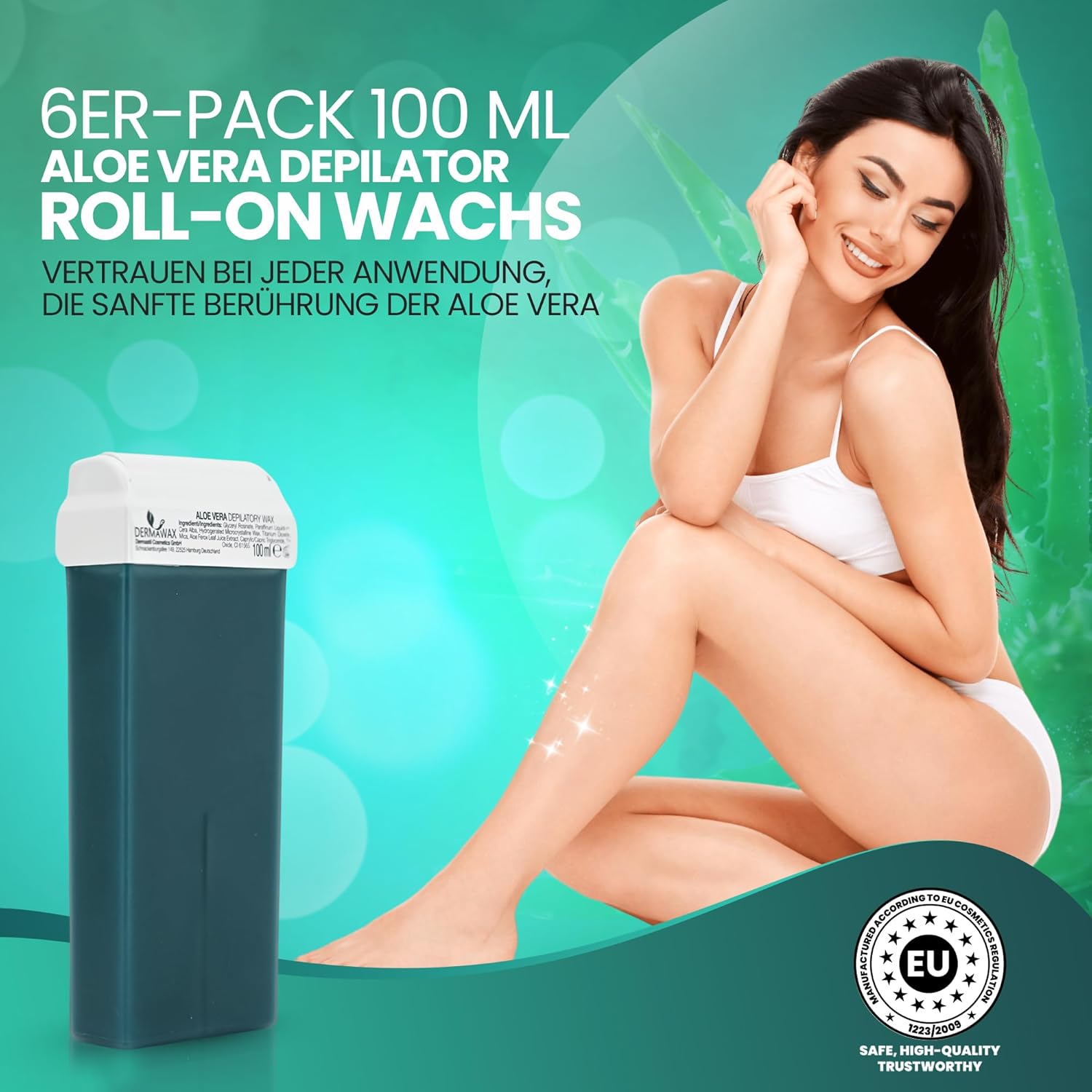 Dermawax Aloe Vera Roll-On-Wachspatronen - 6 x 100 ml