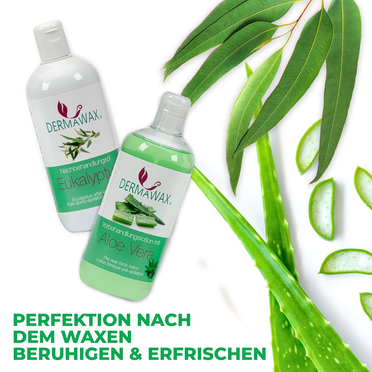 Dermawax Vor- und Nachbehandlungsset Aloe Vera und Eukalyptus - 2 x 500 ml