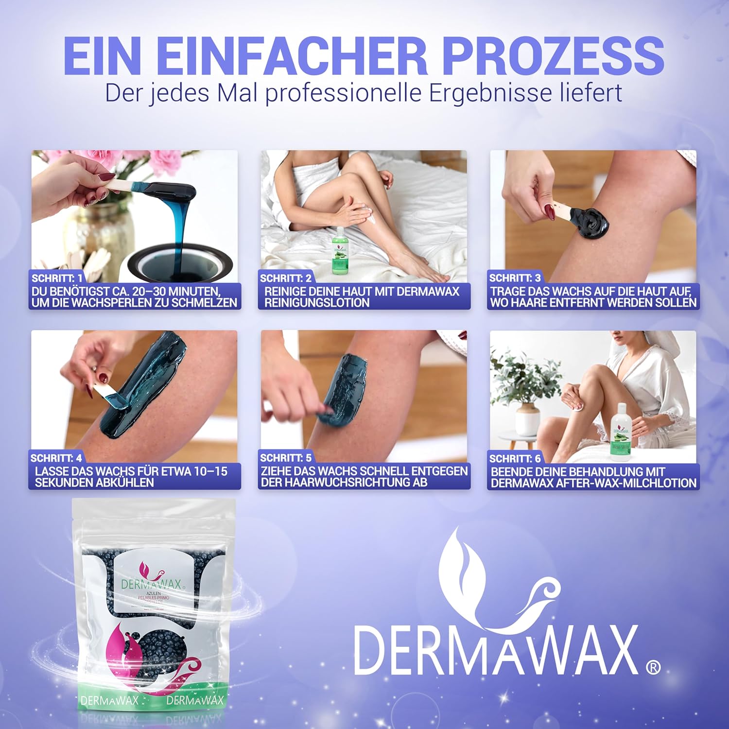 Dermawax Azulen Wachsperlen - Heißwachs ohne Vliesstreifen