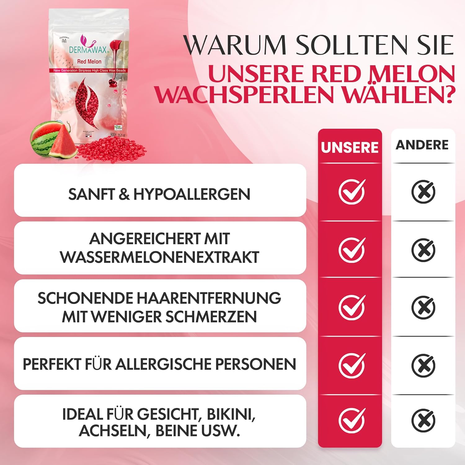 Dermawax Red Melon Wachsperlen - 800 g