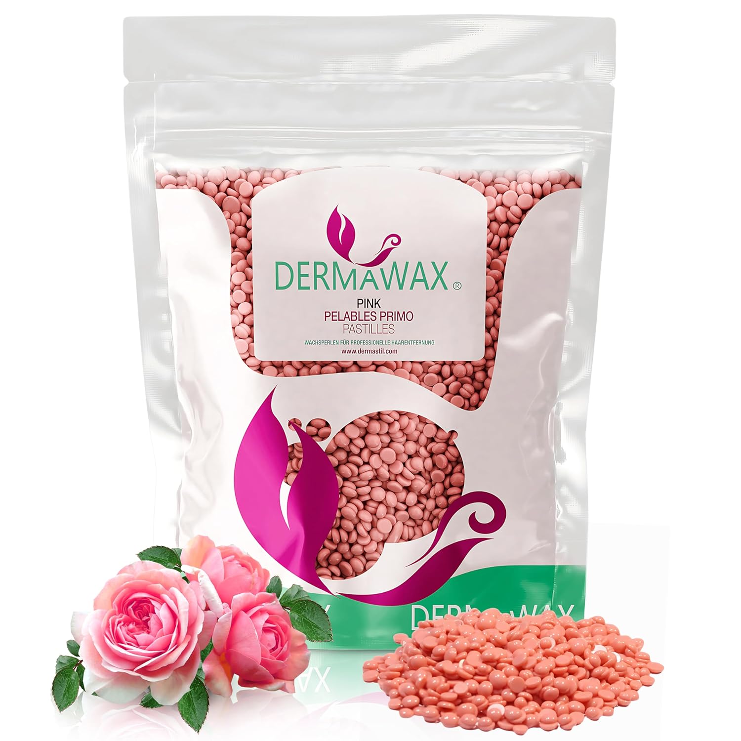 Dermawax Pink Rose TIO2 Wachsperlen - Heißwachs ohne Vliesstreifen