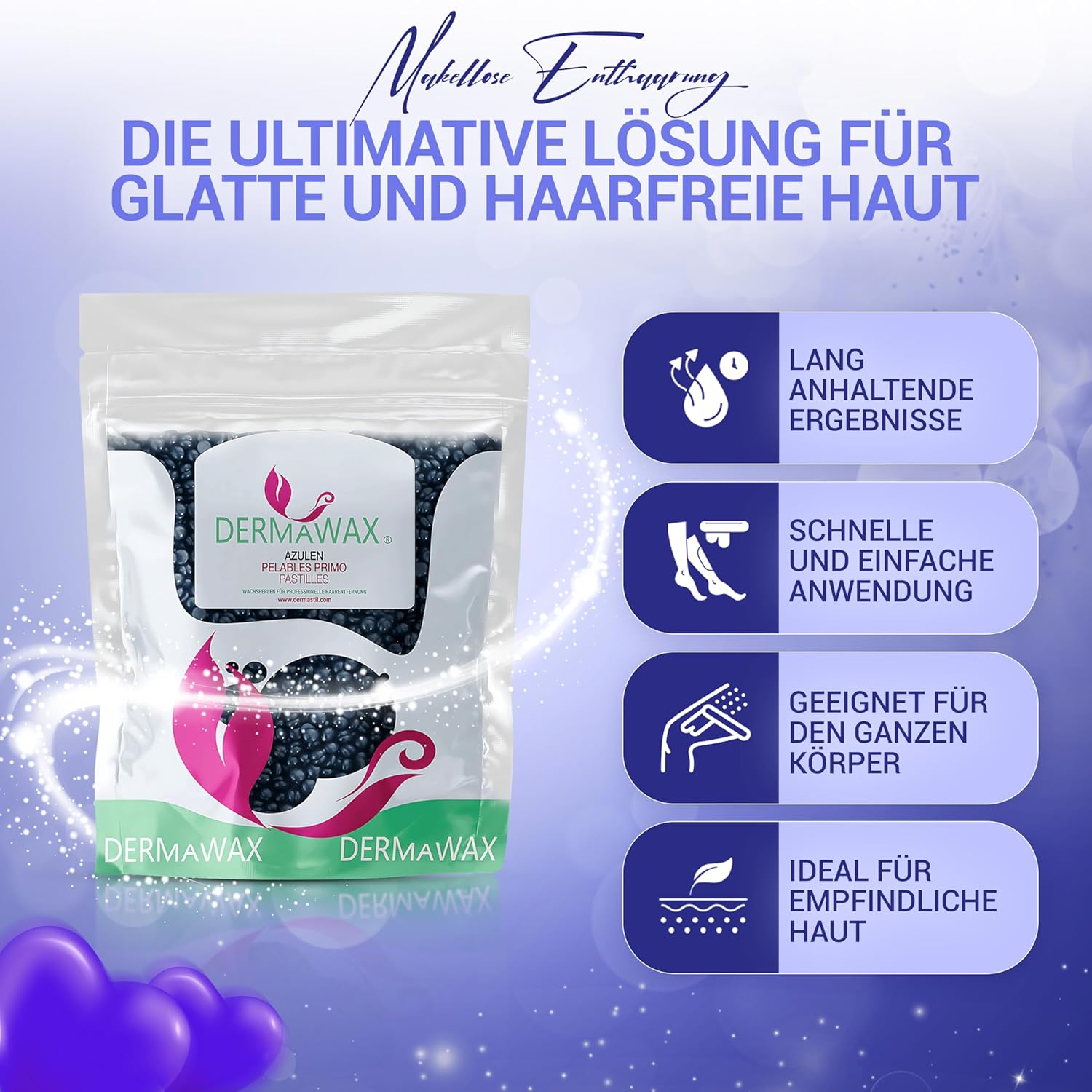 Dermawax Azulen Wachsperlen - Heißwachs ohne Vliesstreifen