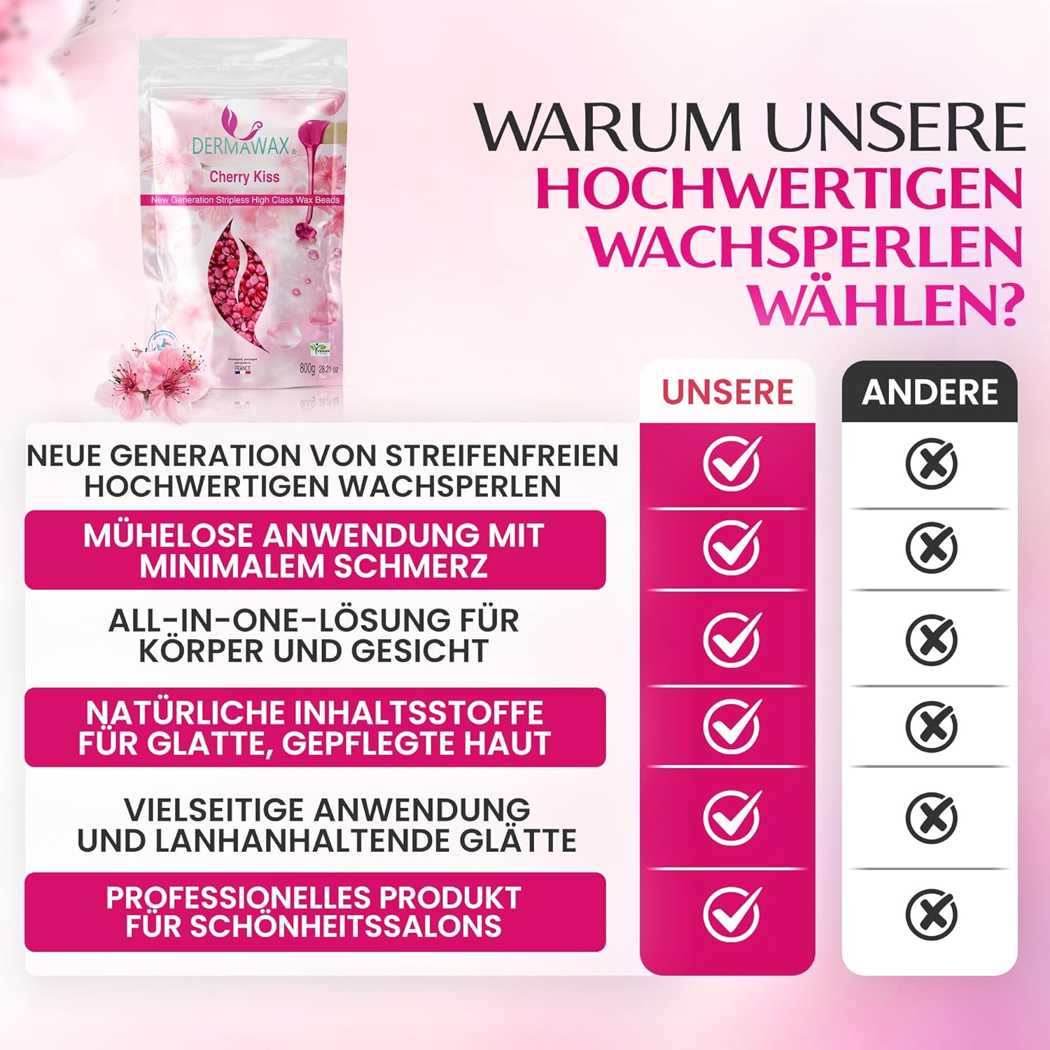 Dermawax Cherry Kiss Wachsperlen - 800 g