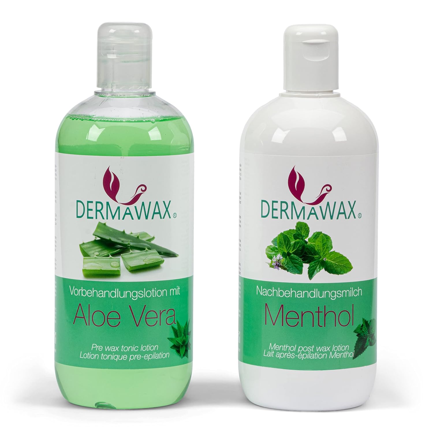 Dermawax Vor- und Nachbehandlungsset Aloe Vera und Menthol - 2 x 500 ml