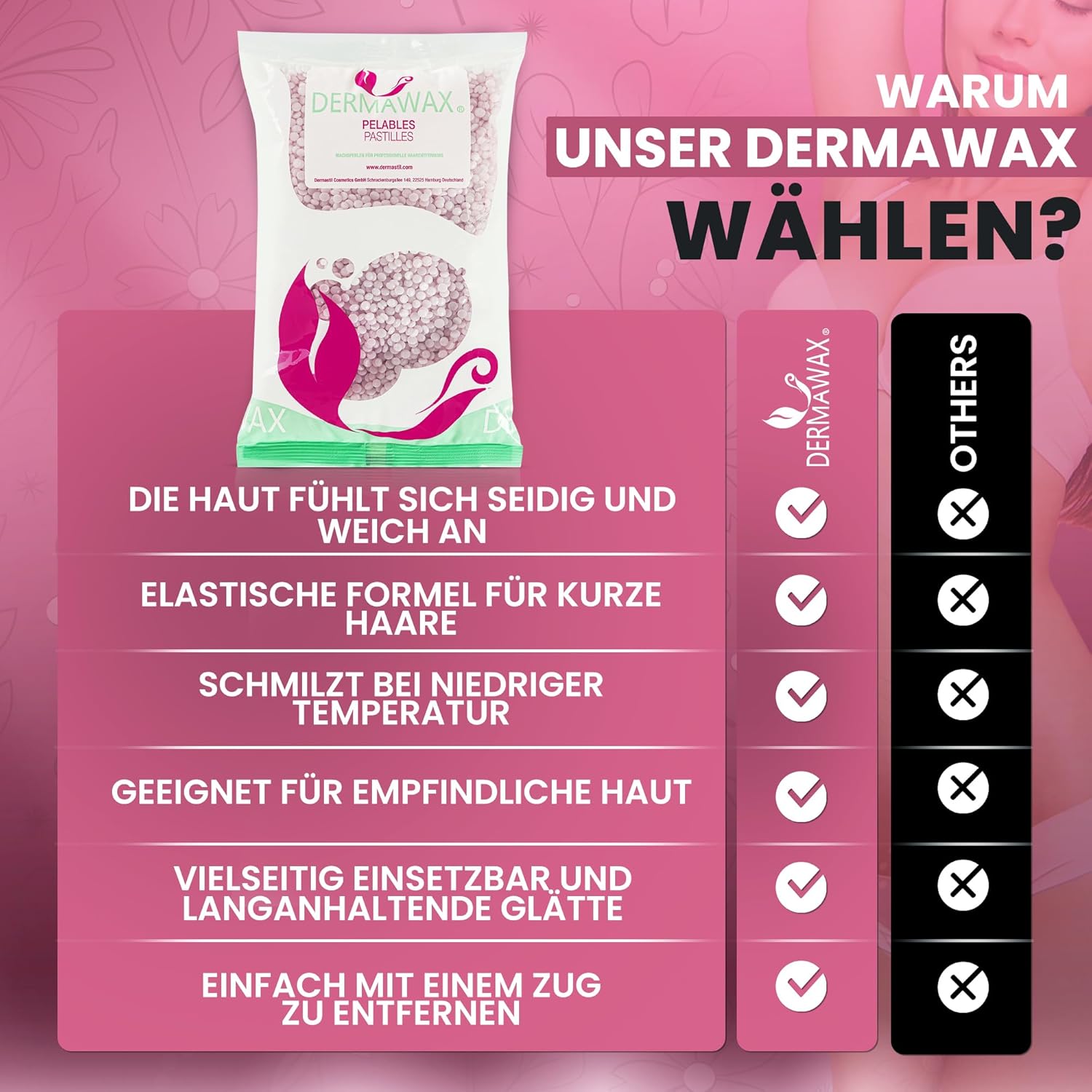 Dermawax Crystal Mauve Jasmin Wachsperlen - 800 g