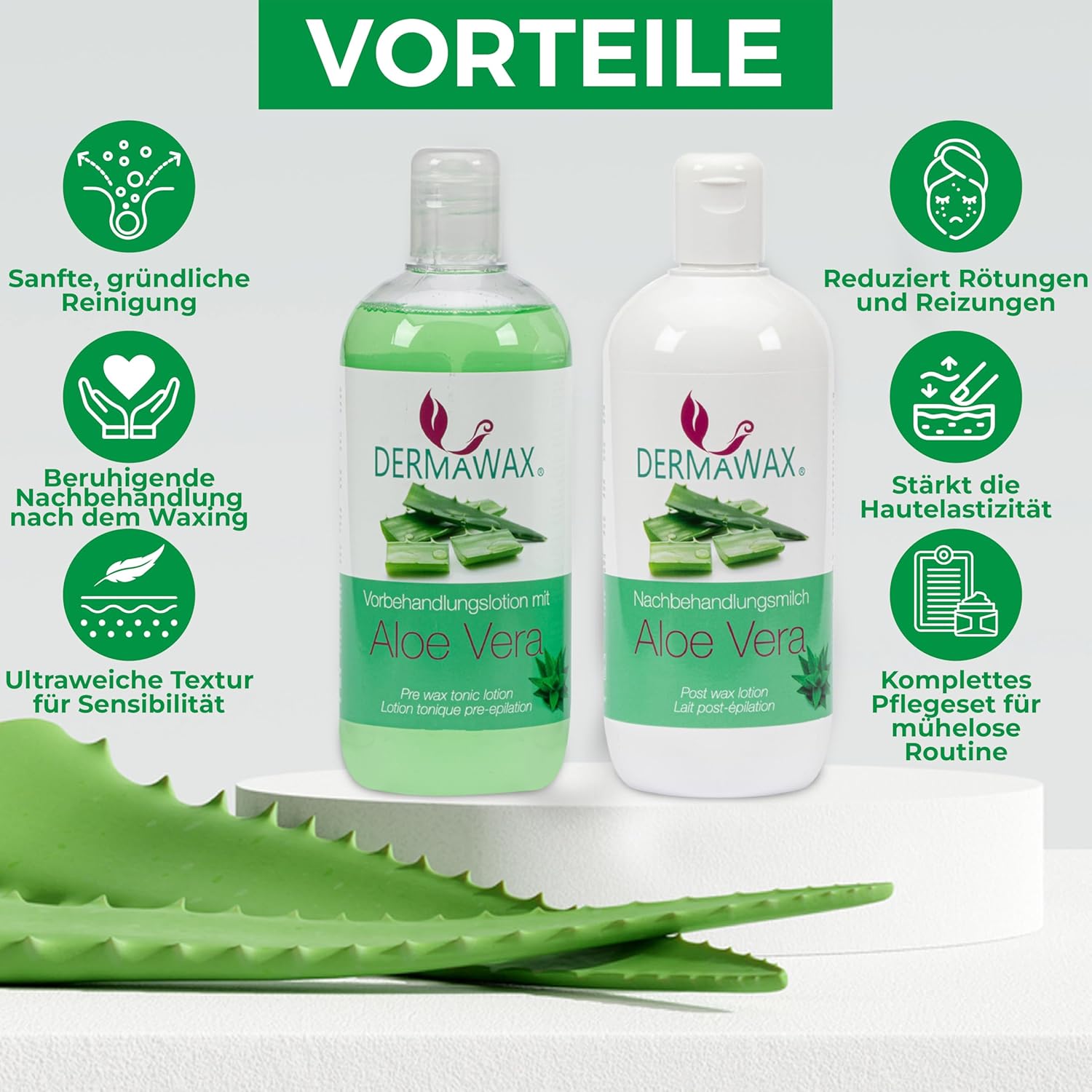 Dermawax Vor- und Nachbehandlungsset Aloe Vera - 2 x 500 ml