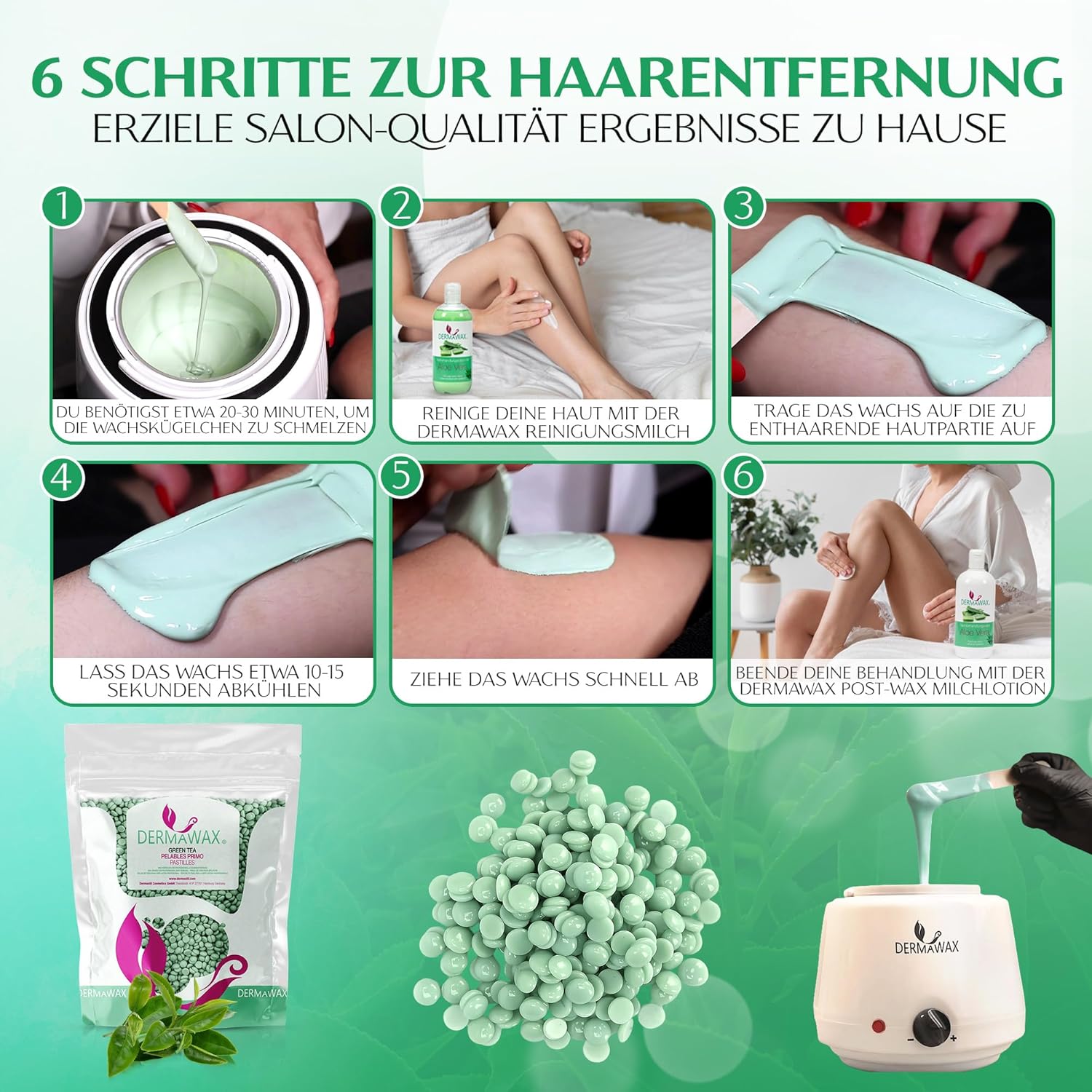 Dermawax Grüner Tee Wachsperlen - 1 kg
