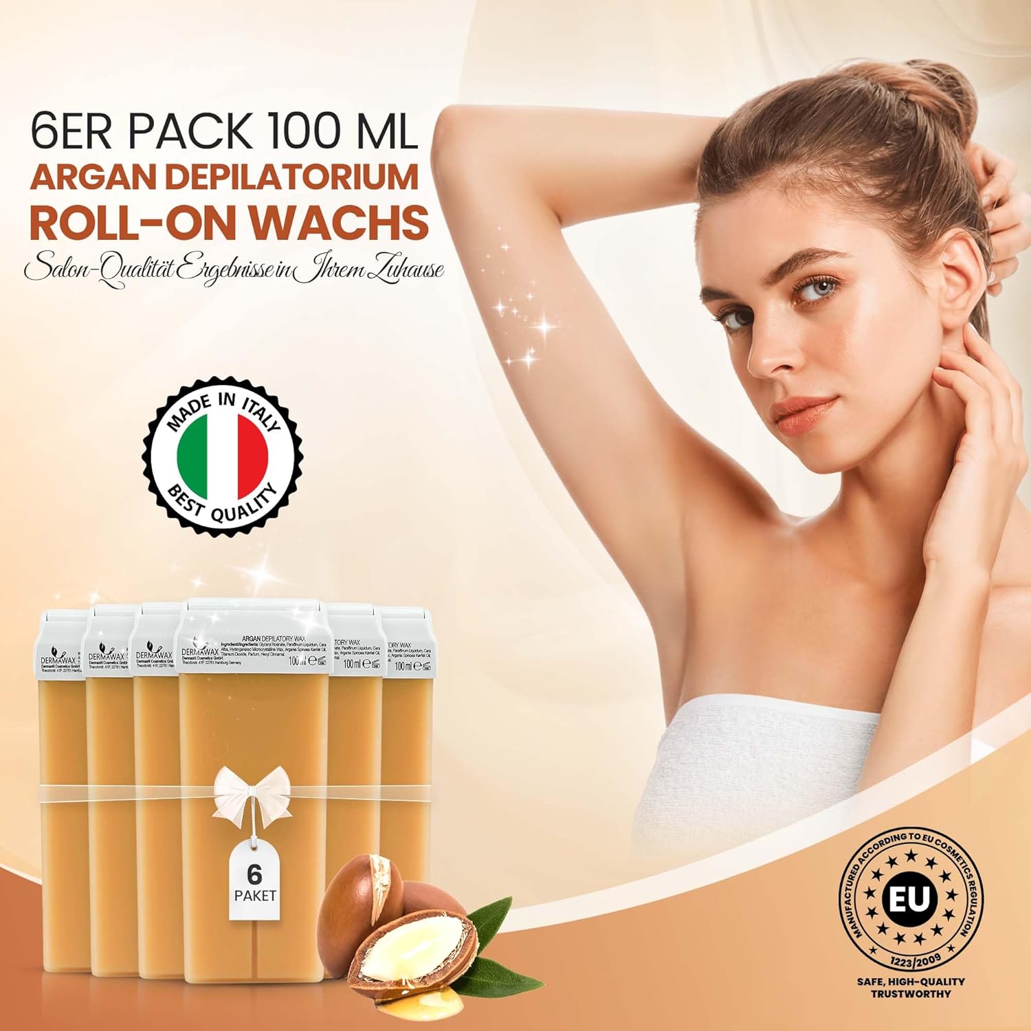 Dermawax Argan Roll-On-Wachspatronen - 6 x 100 ml