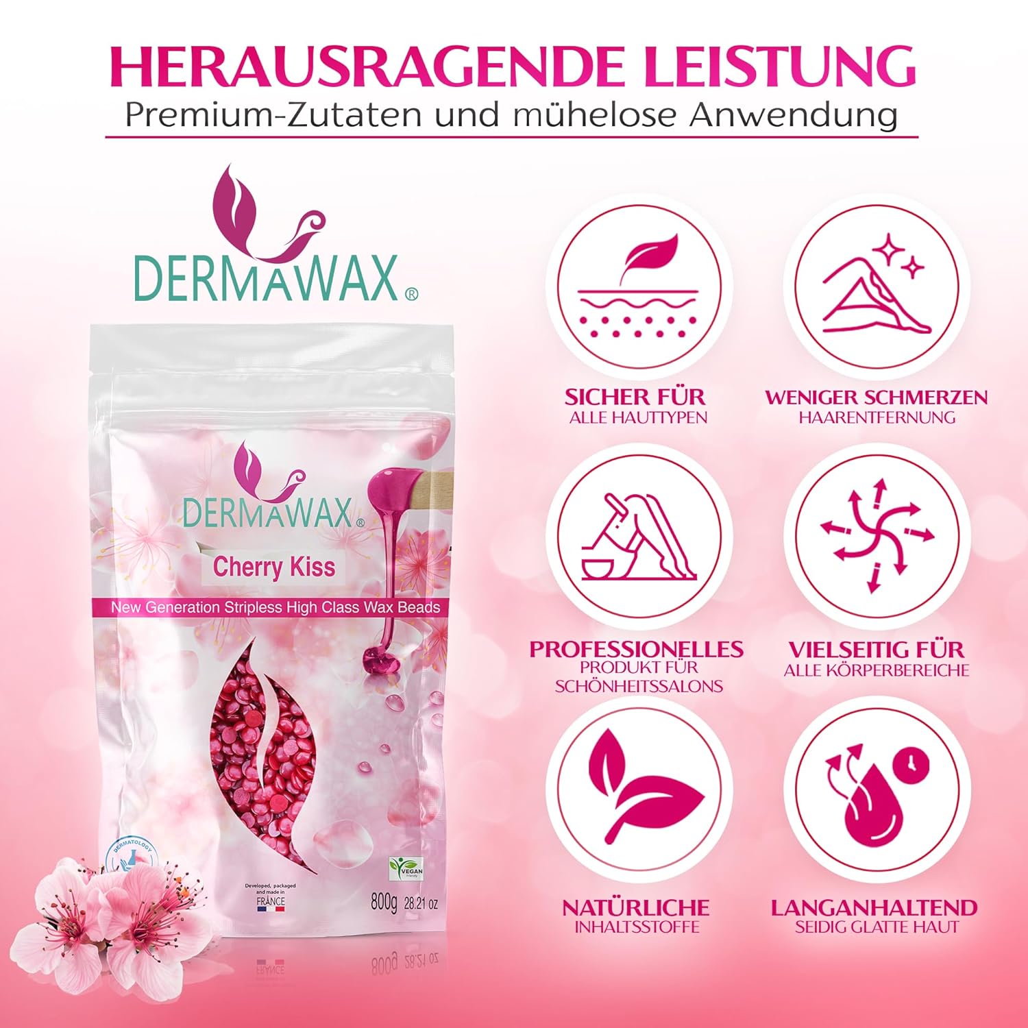 Dermawax Cherry Kiss Wachsperlen - 800 g