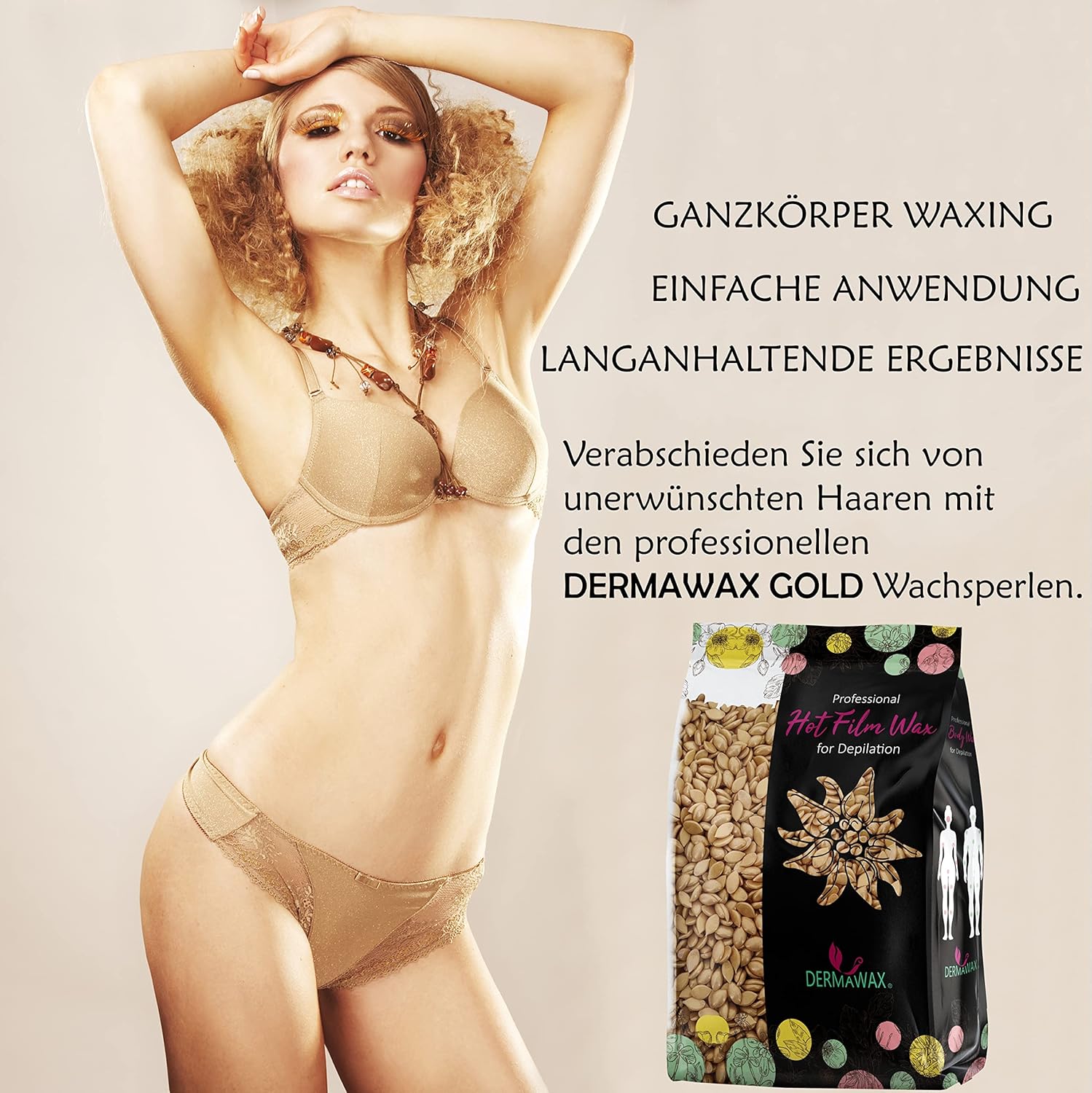 Dermawax Gold Black Edition Wachsperlen - veganes Filmwachs ohne Parfum