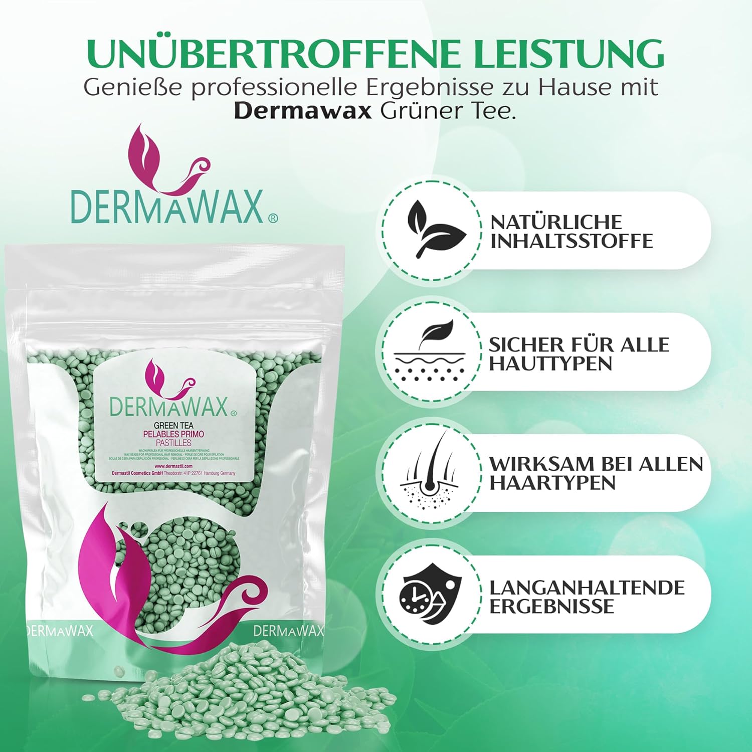Dermawax Grüner Tee Wachsperlen - 1 kg