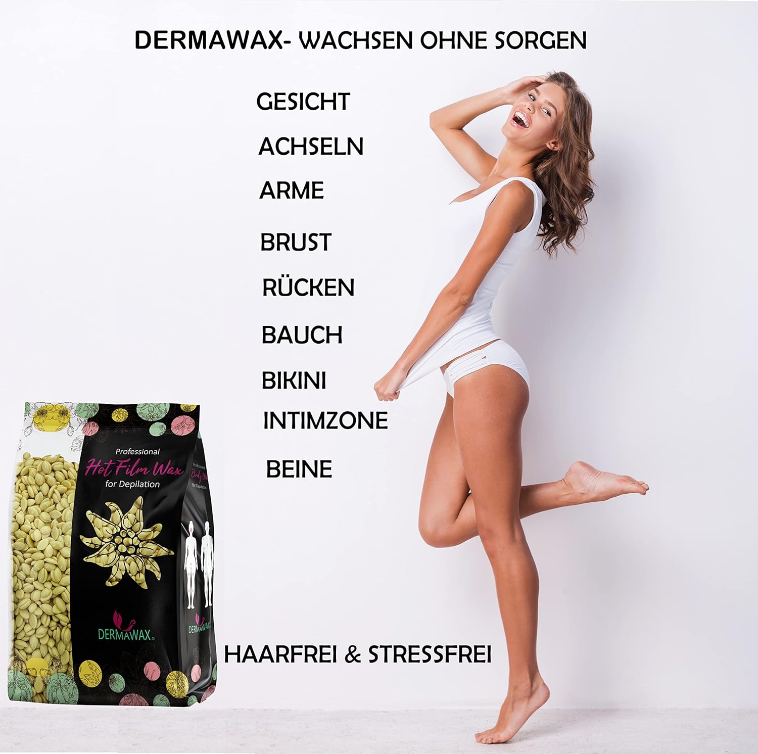 Dermawax Weiße Schokolade Wachsperlen - Sanftes Stripless Waxing für Männer & Frauen