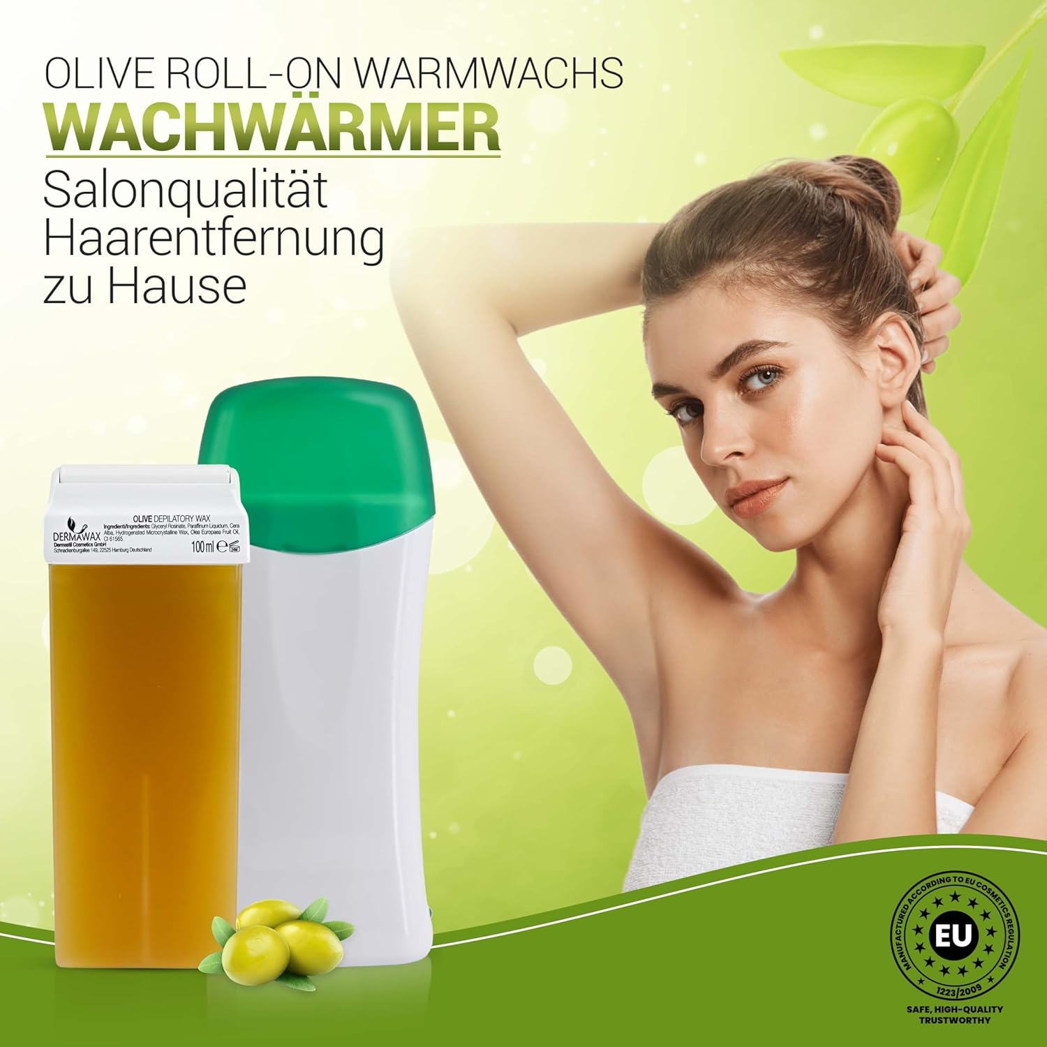 Dermawax Roll-On Wachswärmer Set Olive - 25 W, 100 ml