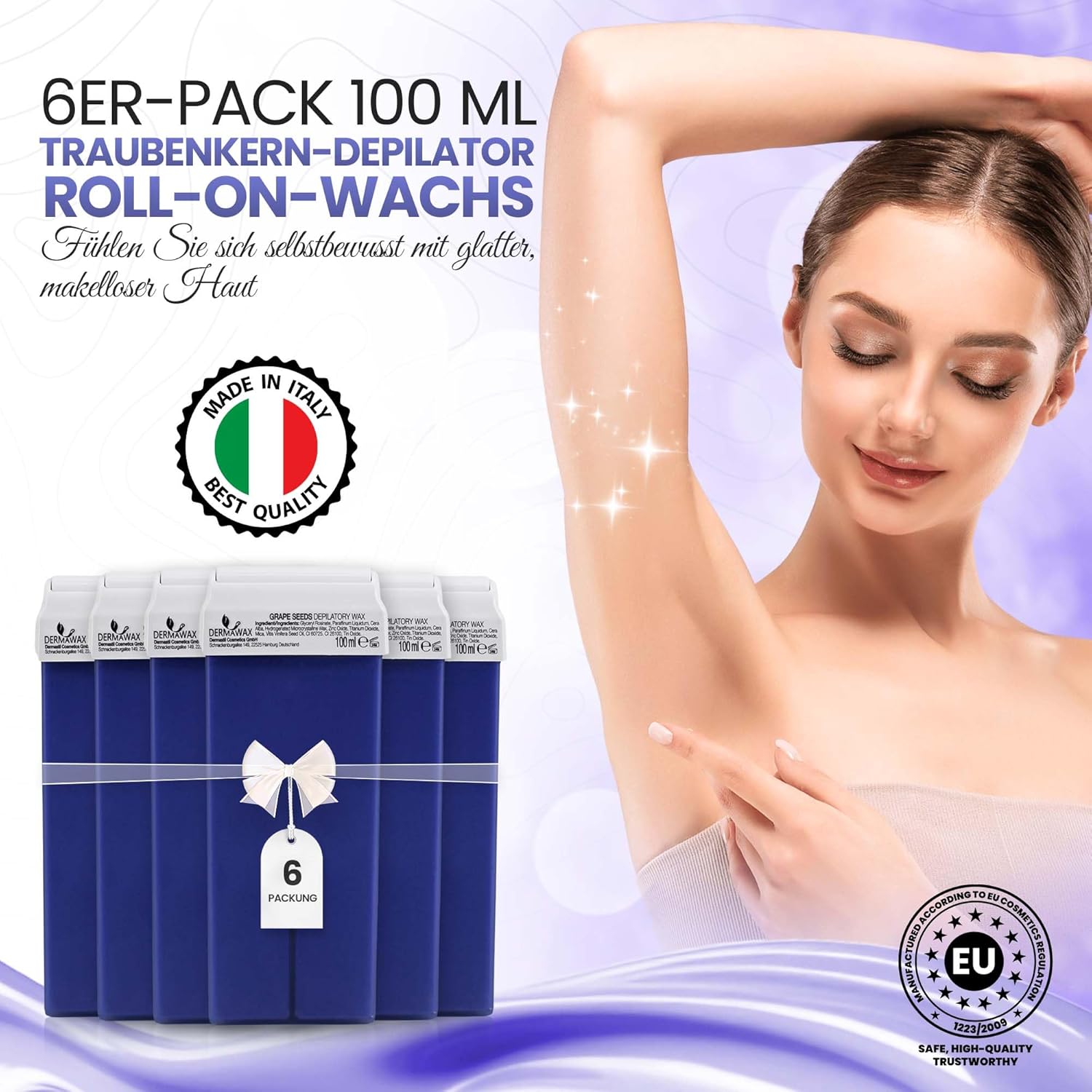 Dermawax Traubenkernöl Roll-On-Wachspatronen - 6 x 100 ml