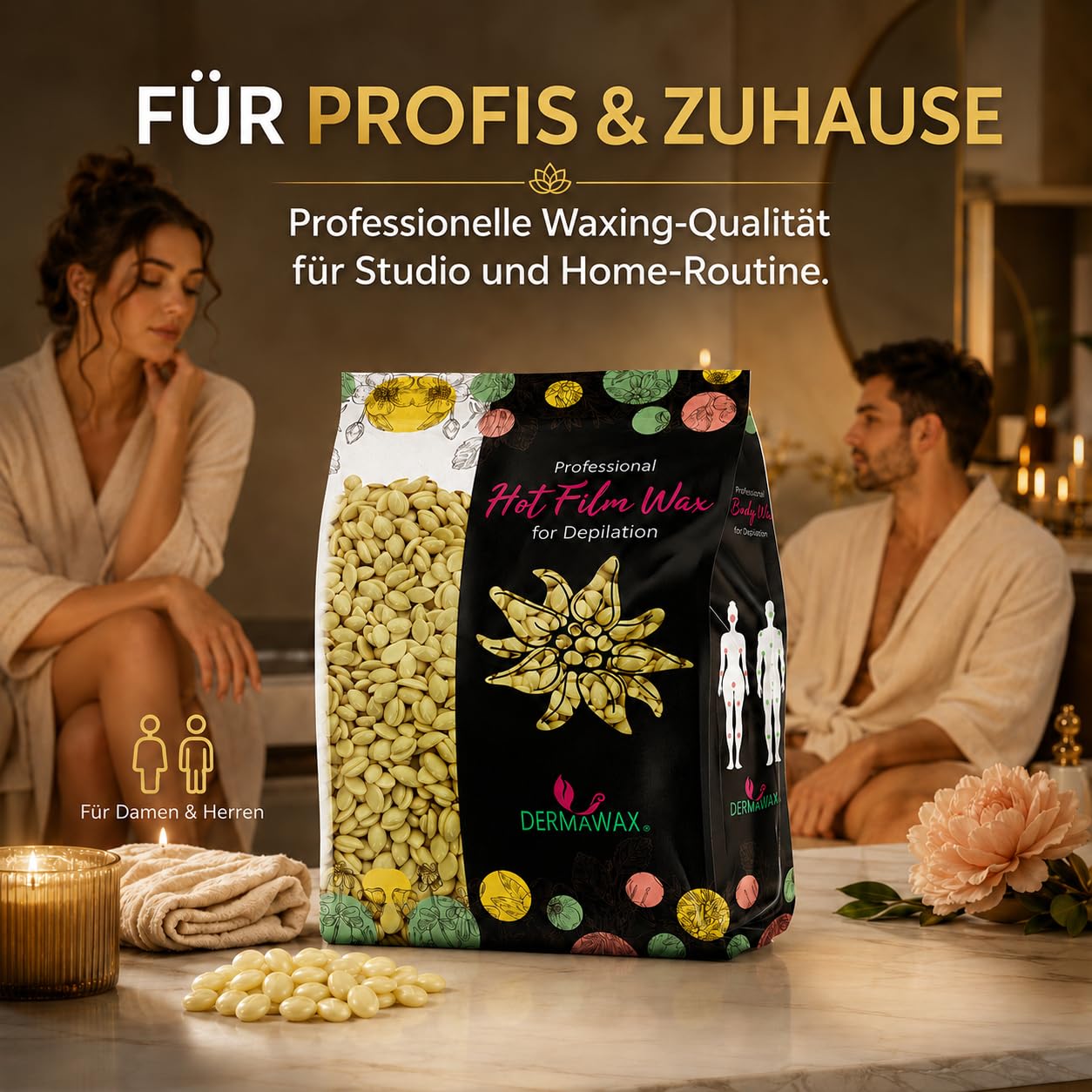 Dermawax Weiße Schokolade Wachsperlen - Sanftes Stripless Waxing für Männer & Frauen