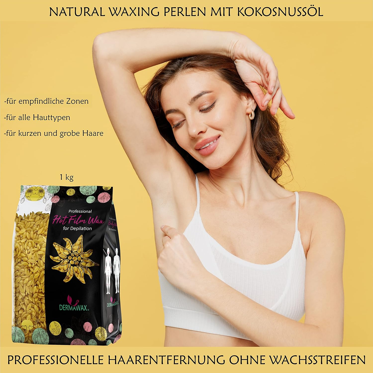 Dermawax Natural Honig Black Edition Wachsperlen - Filmwachs ohne Vliesstreifen