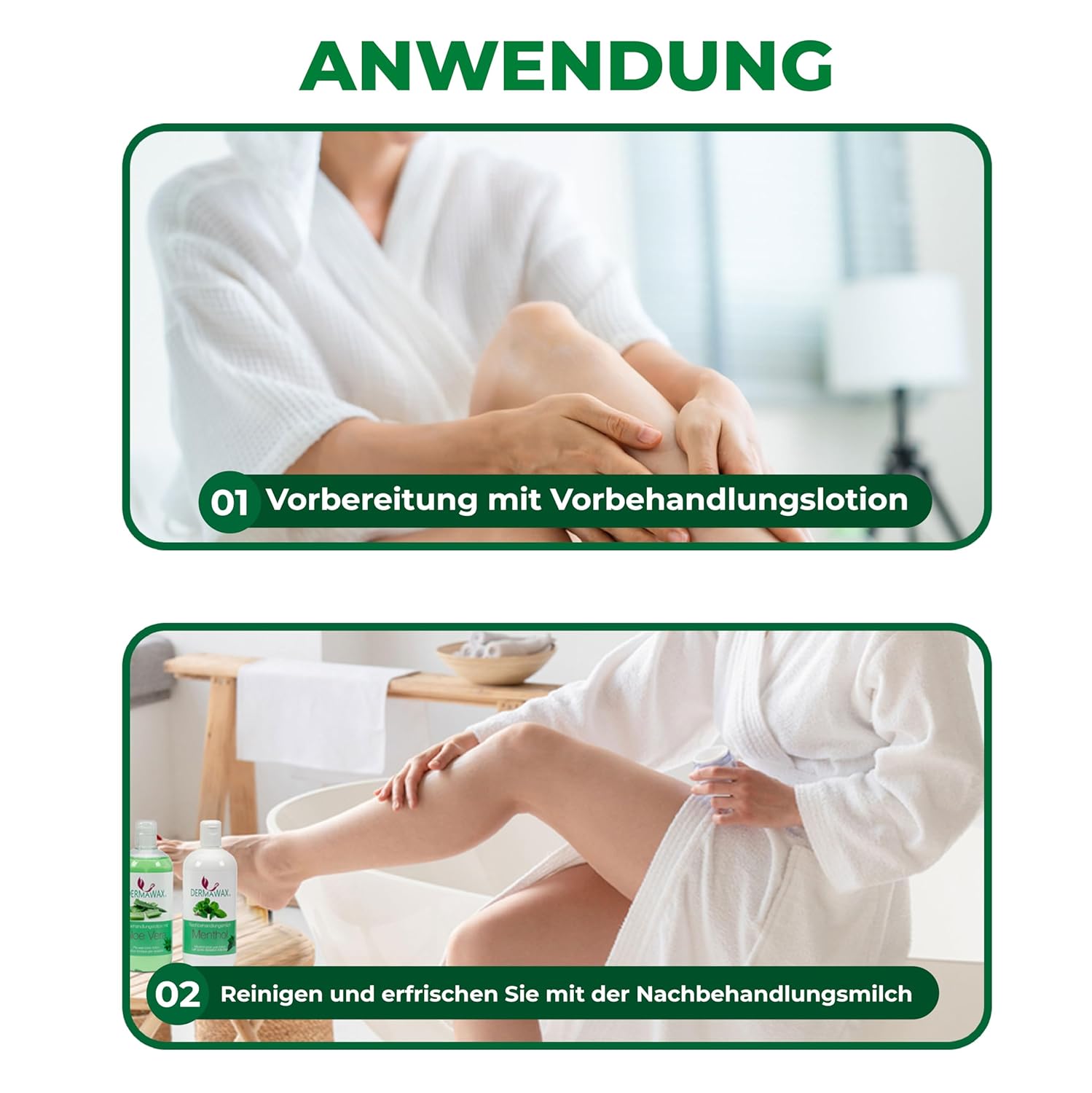 Dermawax Vor- und Nachbehandlungsset Aloe Vera und Menthol - 2 x 500 ml
