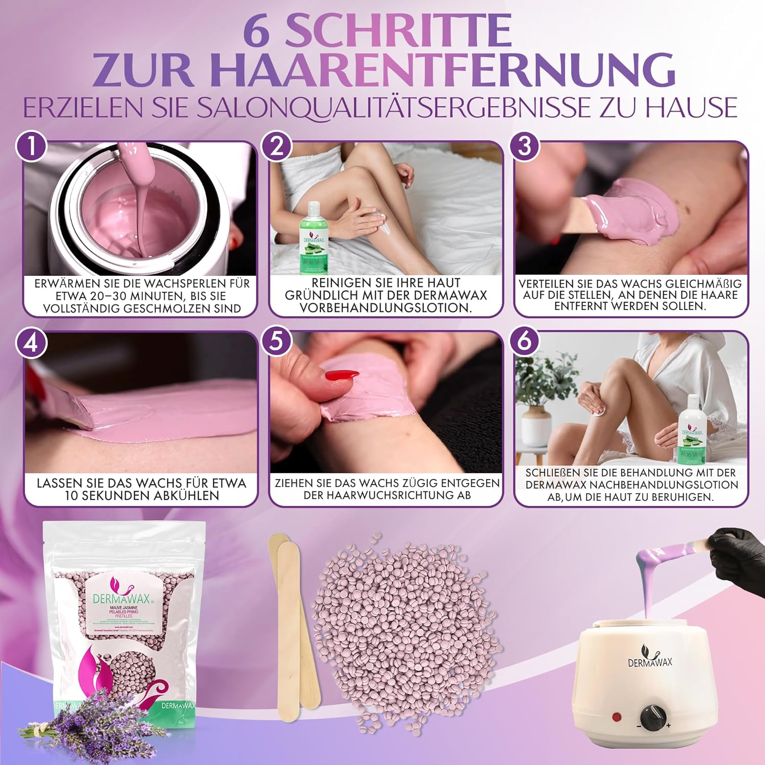 Dermawax Mauve Jasmin Wachsperlen - 1 kg