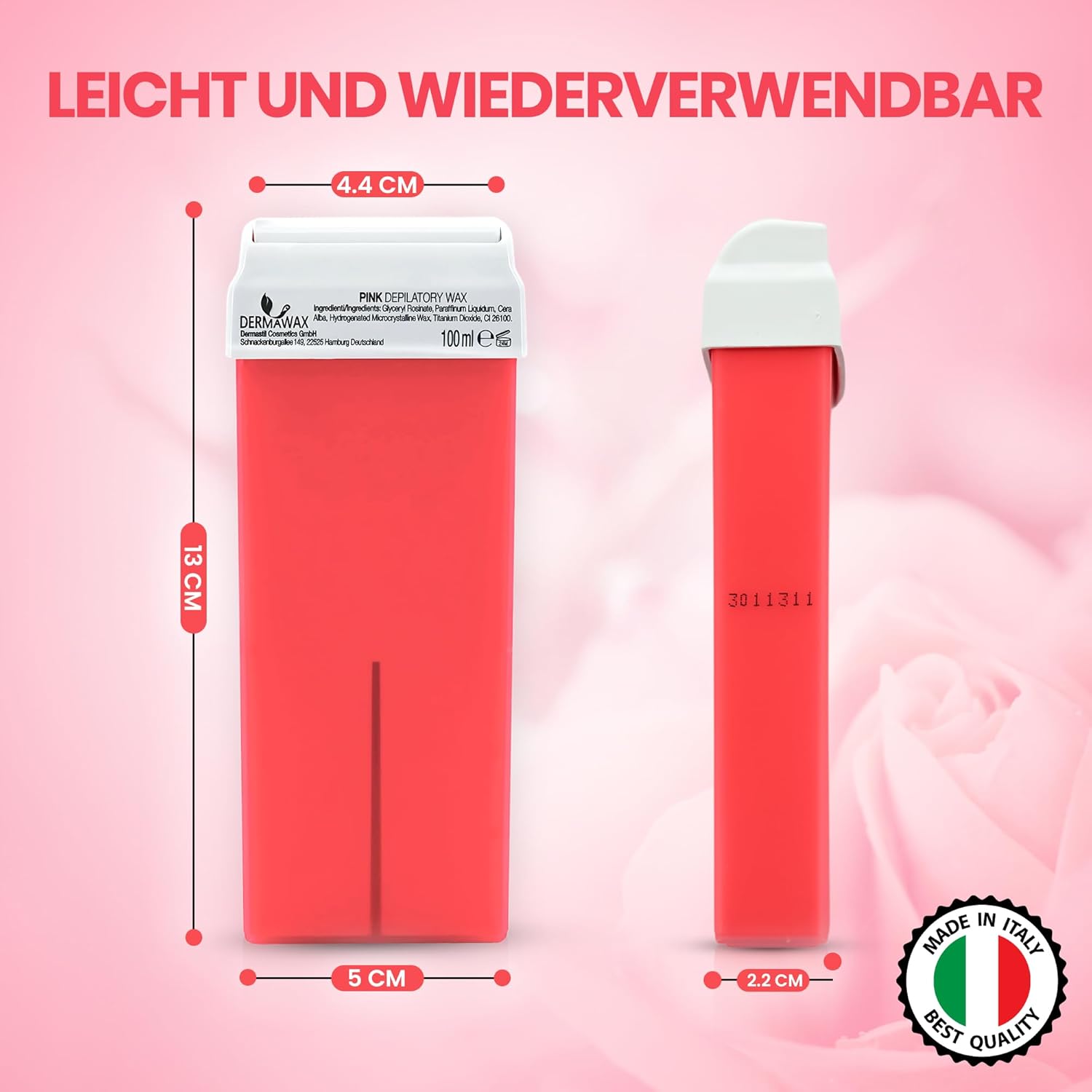 Dermawax Pink Roll-On-Wachspatronen - 6 x 100 ml