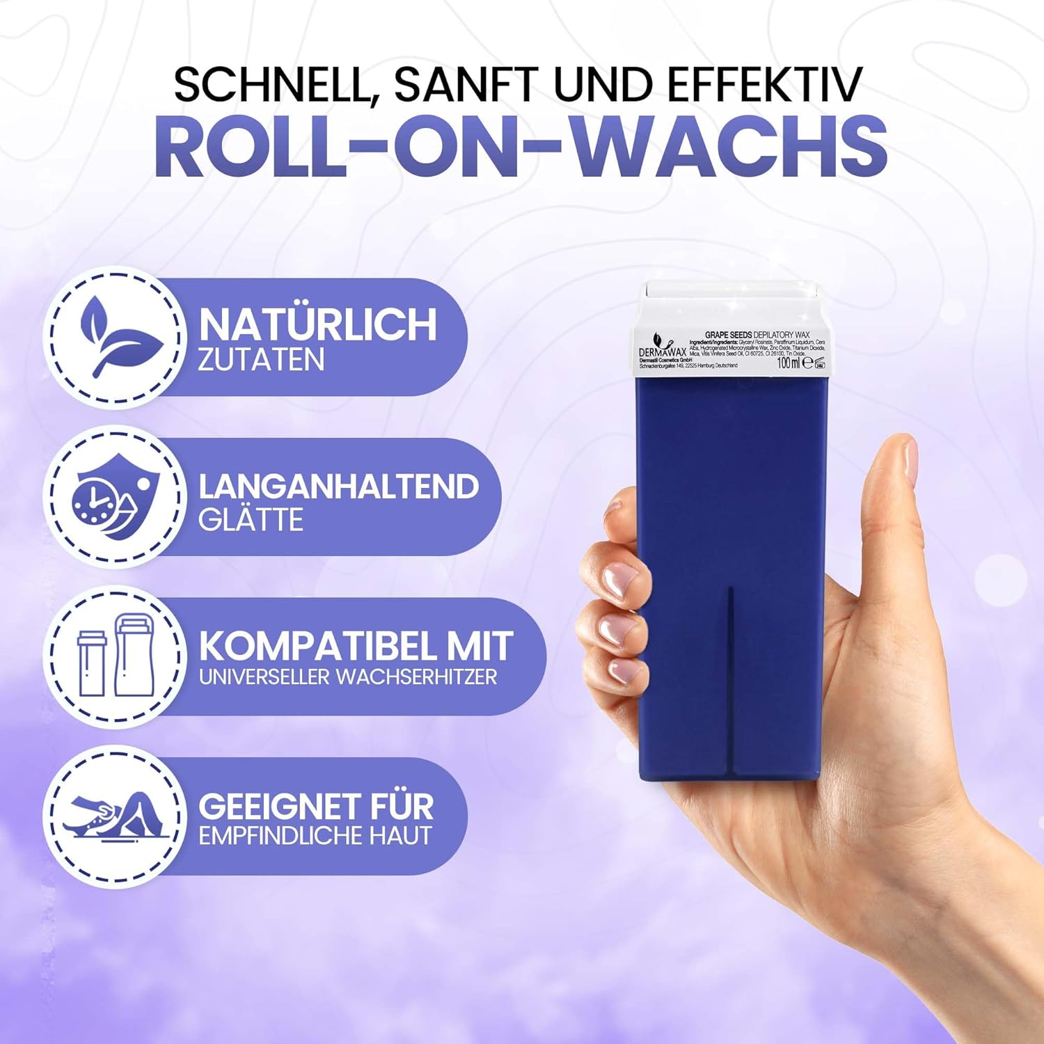 Dermawax Traubenkernöl Roll-On-Wachspatronen - 6 x 100 ml