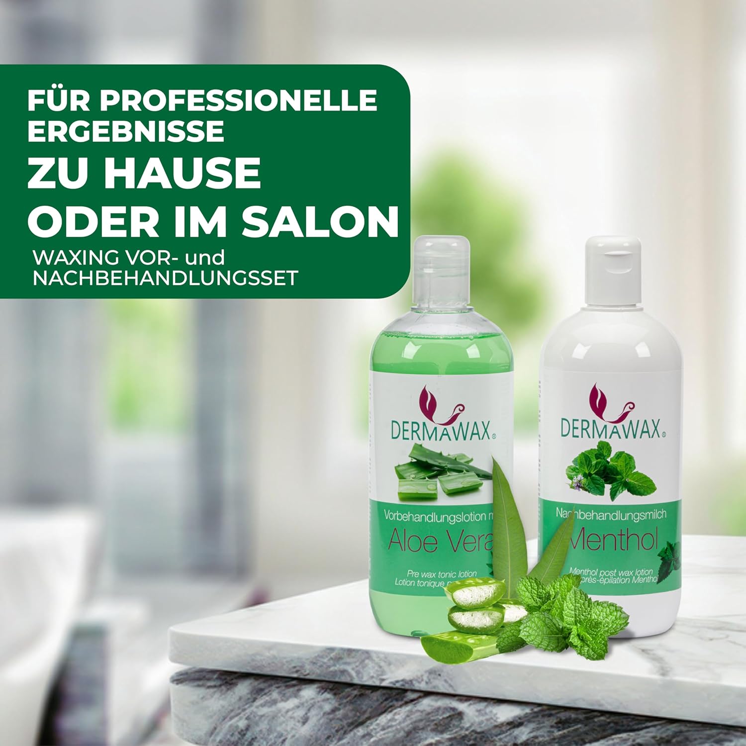 Dermawax Vor- und Nachbehandlungsset Aloe Vera und Menthol - 2 x 500 ml