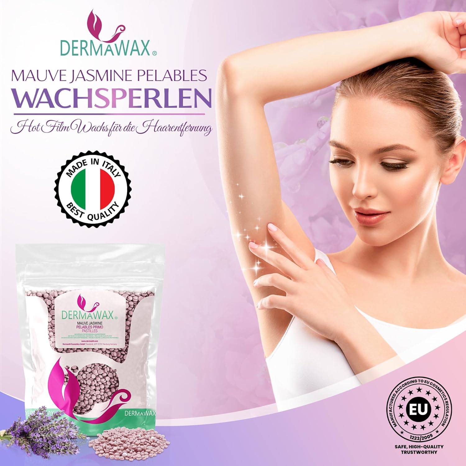 Dermawax Mauve Jasmin Wachsperlen - 1 kg