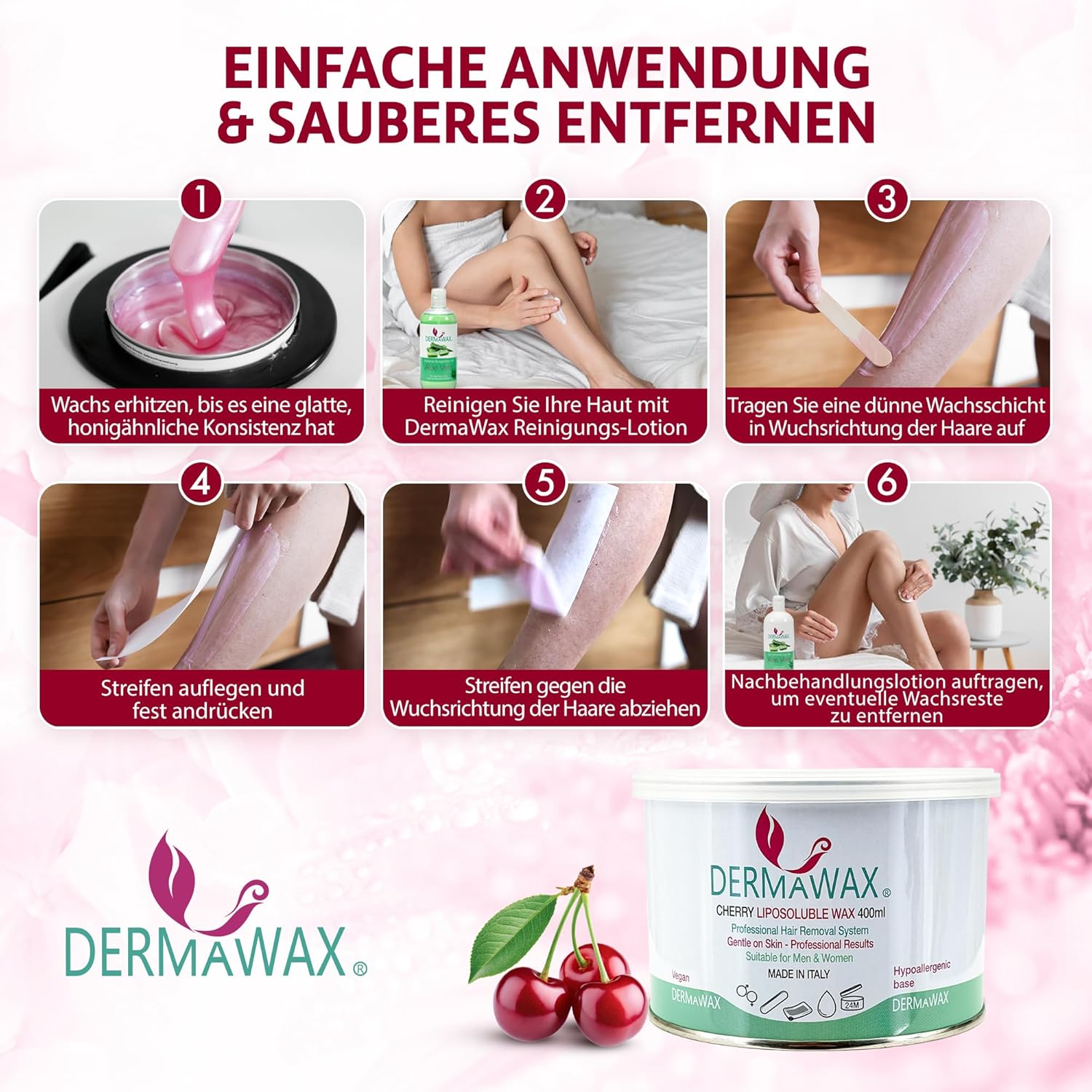 Dermawax Pink Cherry Warmwachs - 400 ml