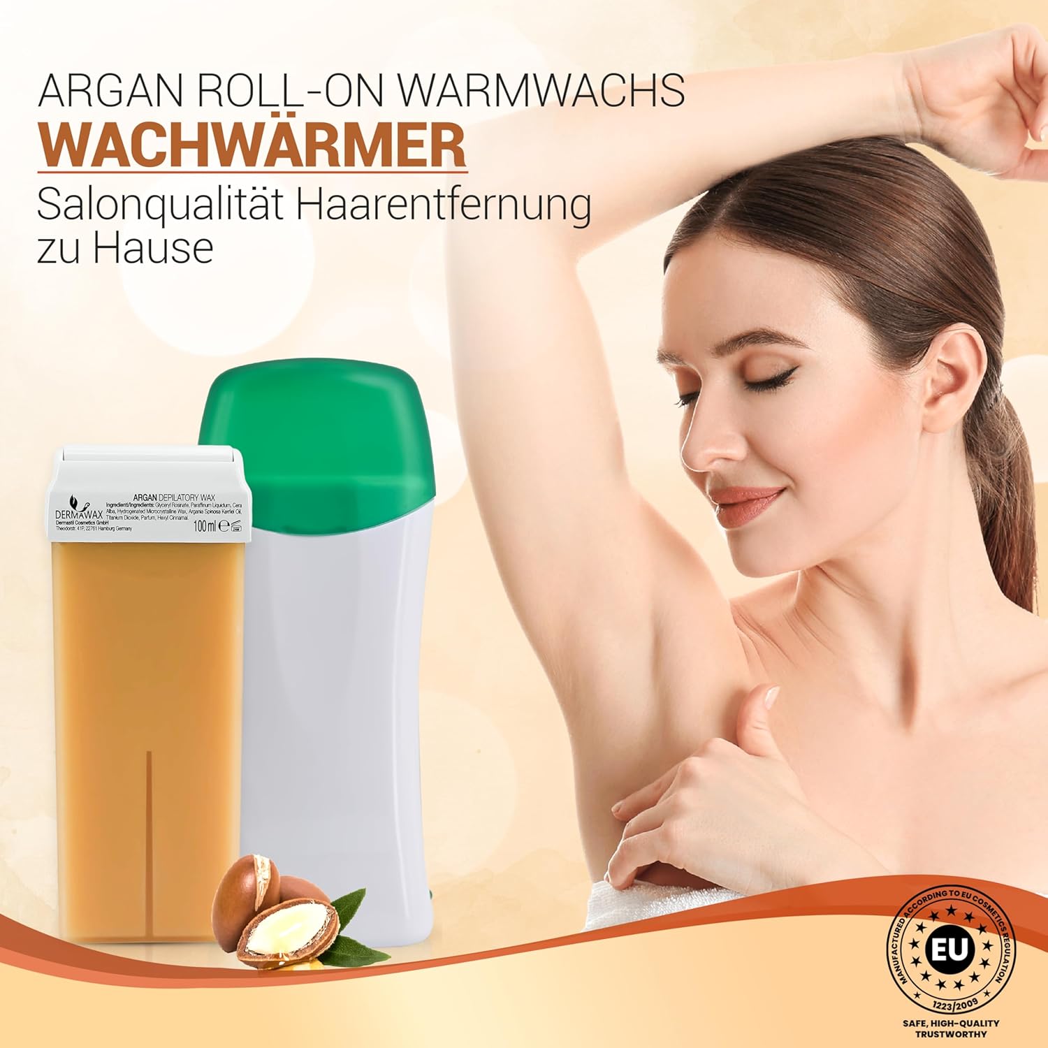 Dermawax Roll-On Wachswärmer Set Argan - 25 W, 100 ml
