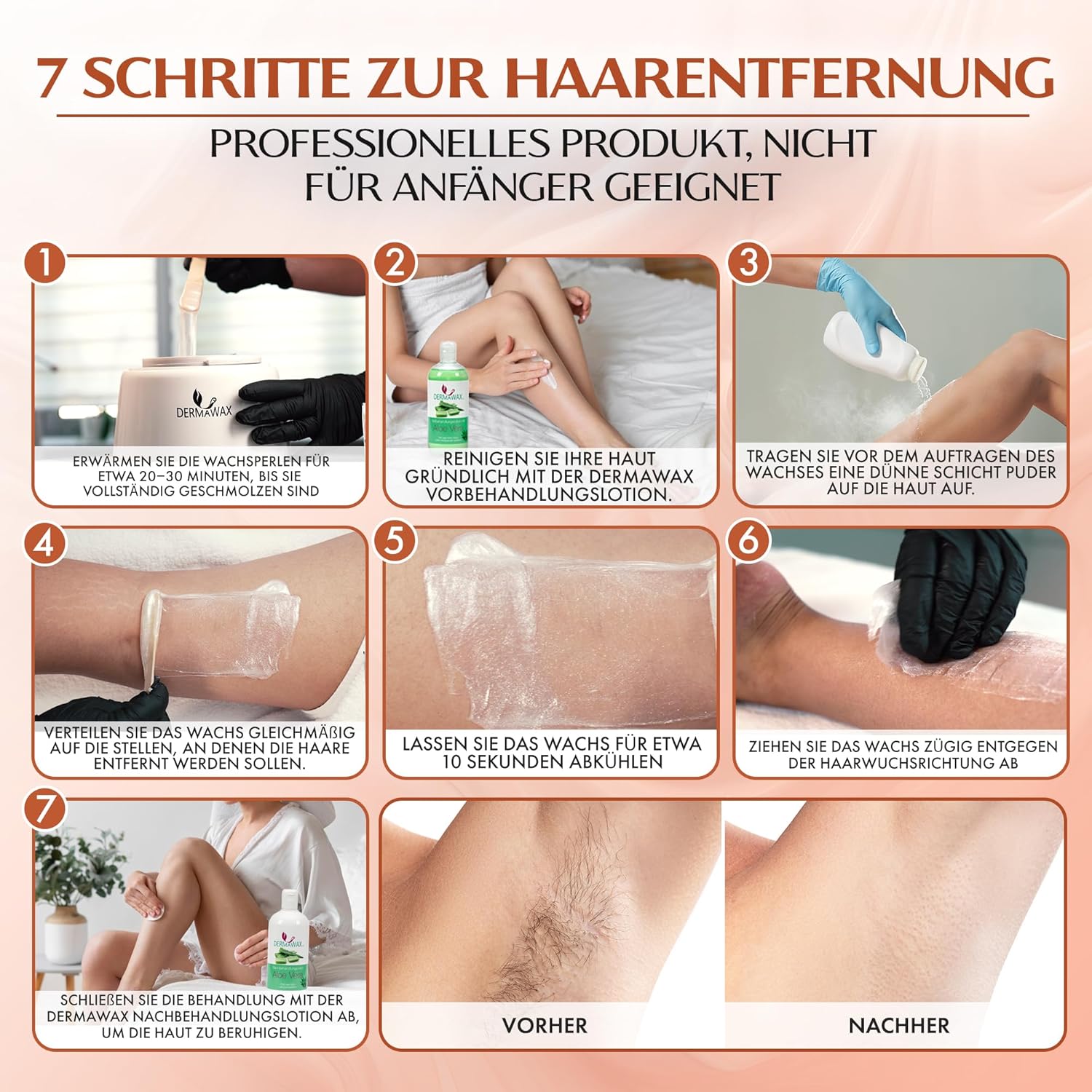Dermawax Silky Peach Wachsperlen - 800 g