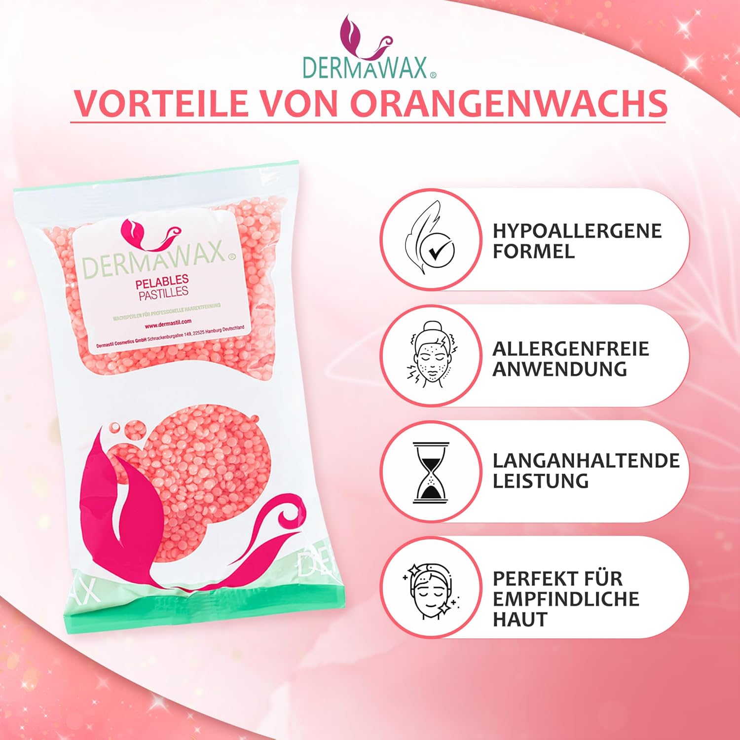 Dermawax Crystal Orange Wachsperlen - 800 g