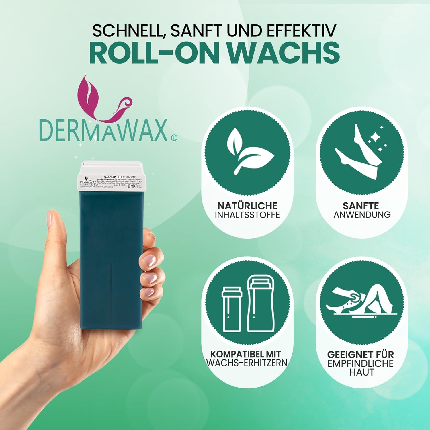 Dermawax Aloe Vera Roll-On-Wachspatronen - 6 x 100 ml