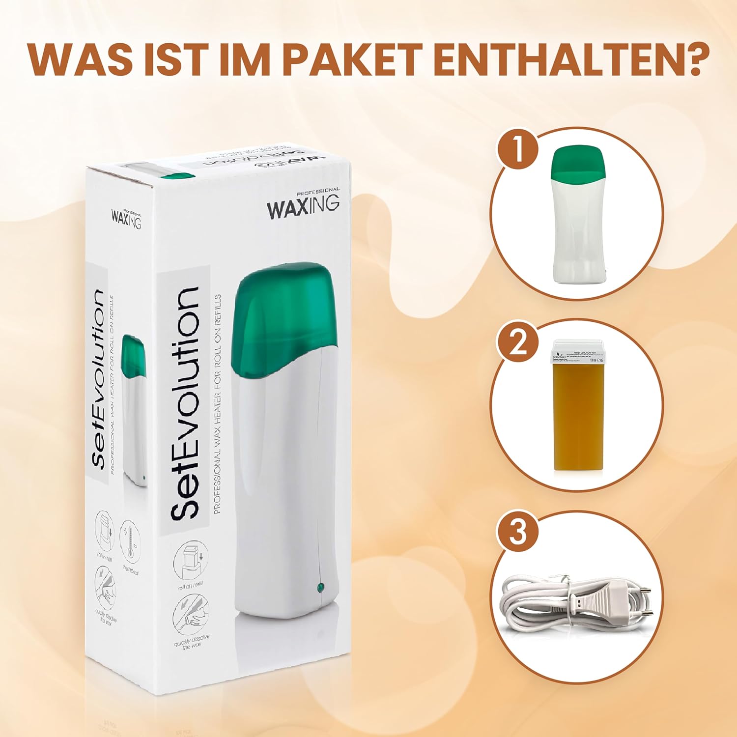Dermawax Roll-On Wachswärmer Set Argan - 25 W, 100 ml