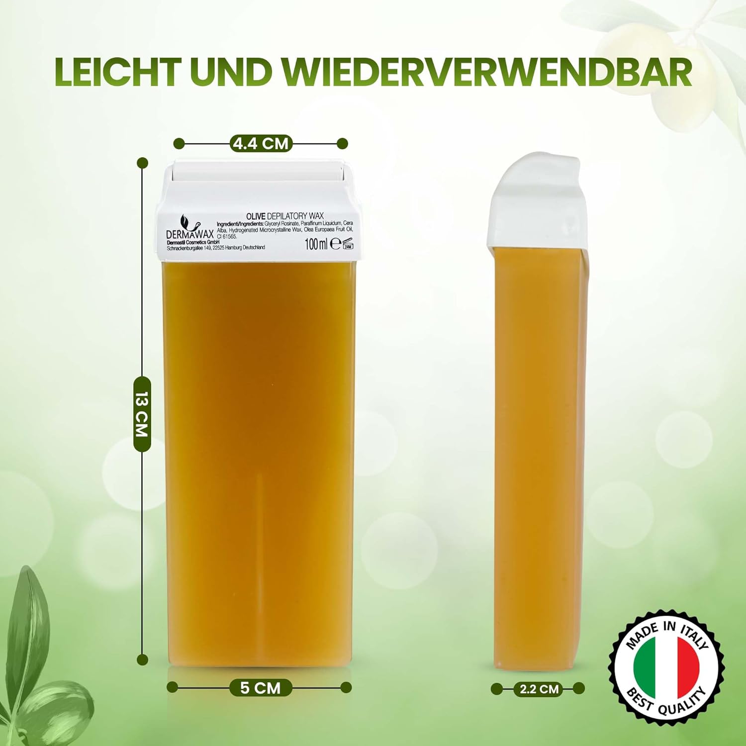 Dermawax Olive Roll-On-Wachspatronen - 6 x 100 ml
