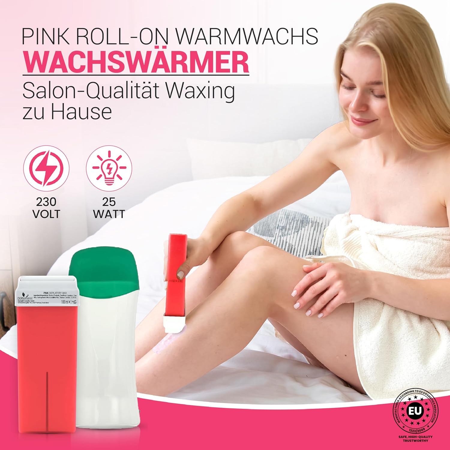 Dermawax Roll-On Wachswärmer Set Pink TiO2 - 25 W, 100 ml