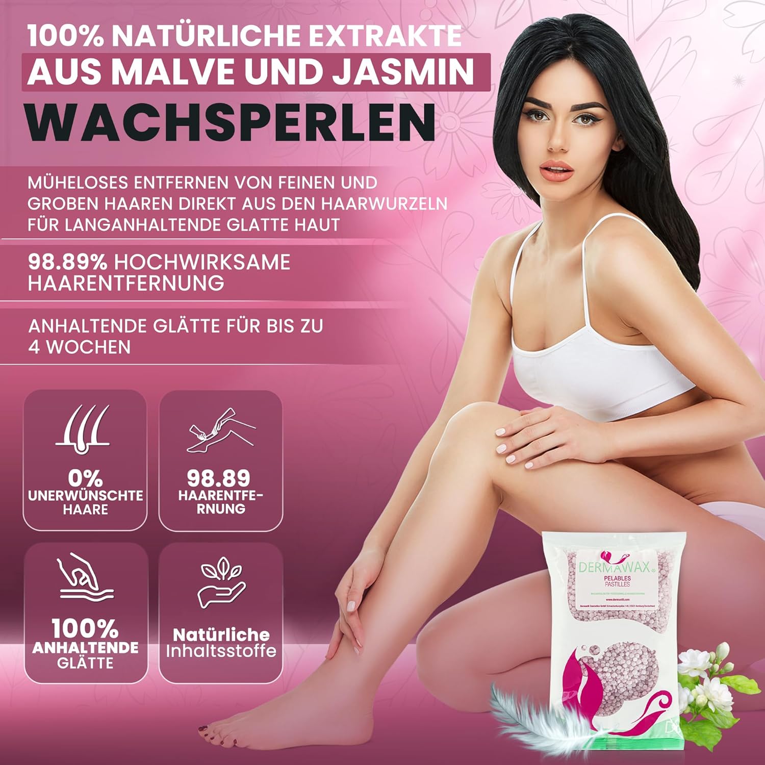 Dermawax Crystal Mauve Jasmin Wachsperlen - 800 g