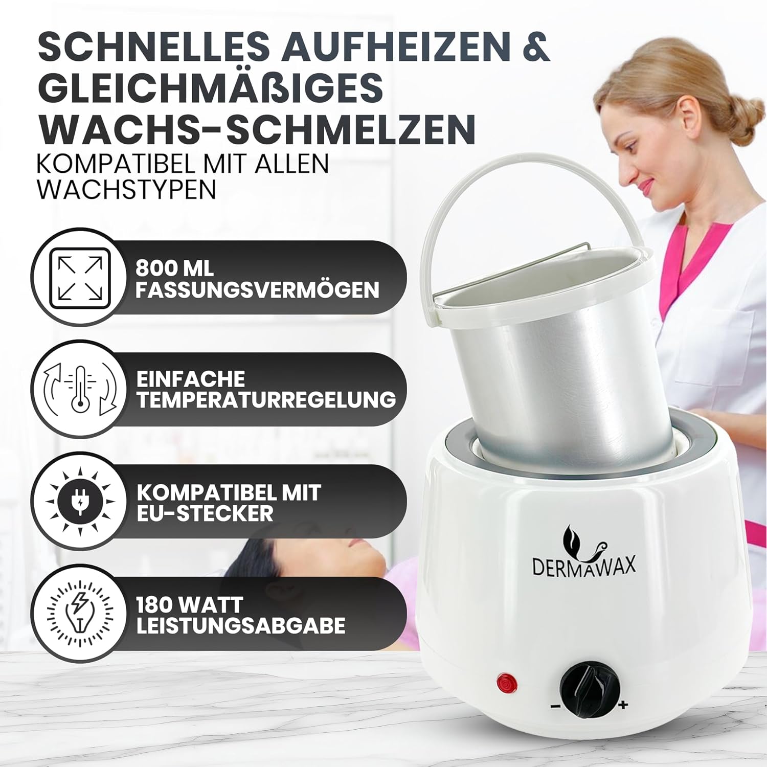 Dermawax Profi Wachswärmer 180 W - 800 ml Nutzvolumen