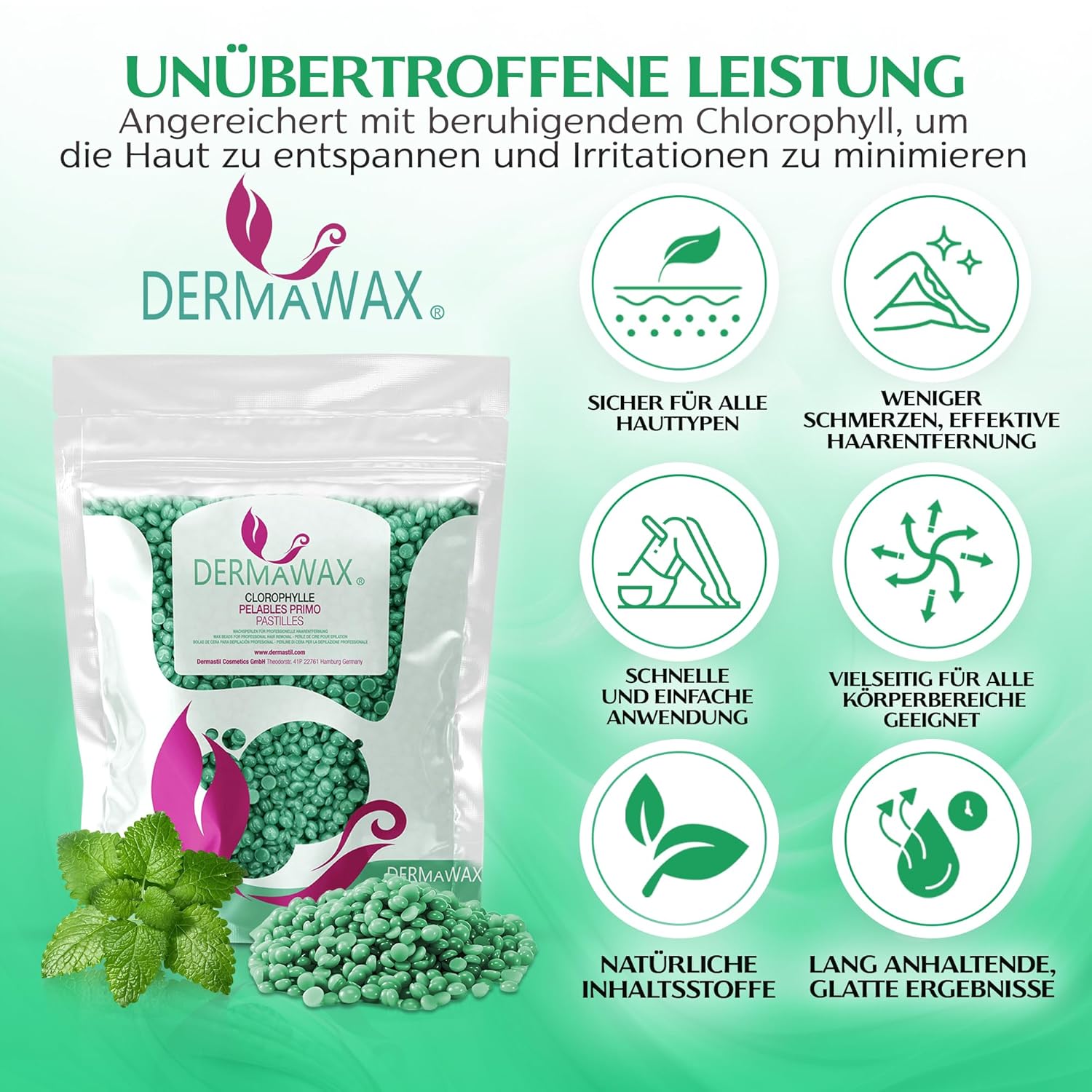Dermawax Chlorophyll Wachsperlen - 1 kg