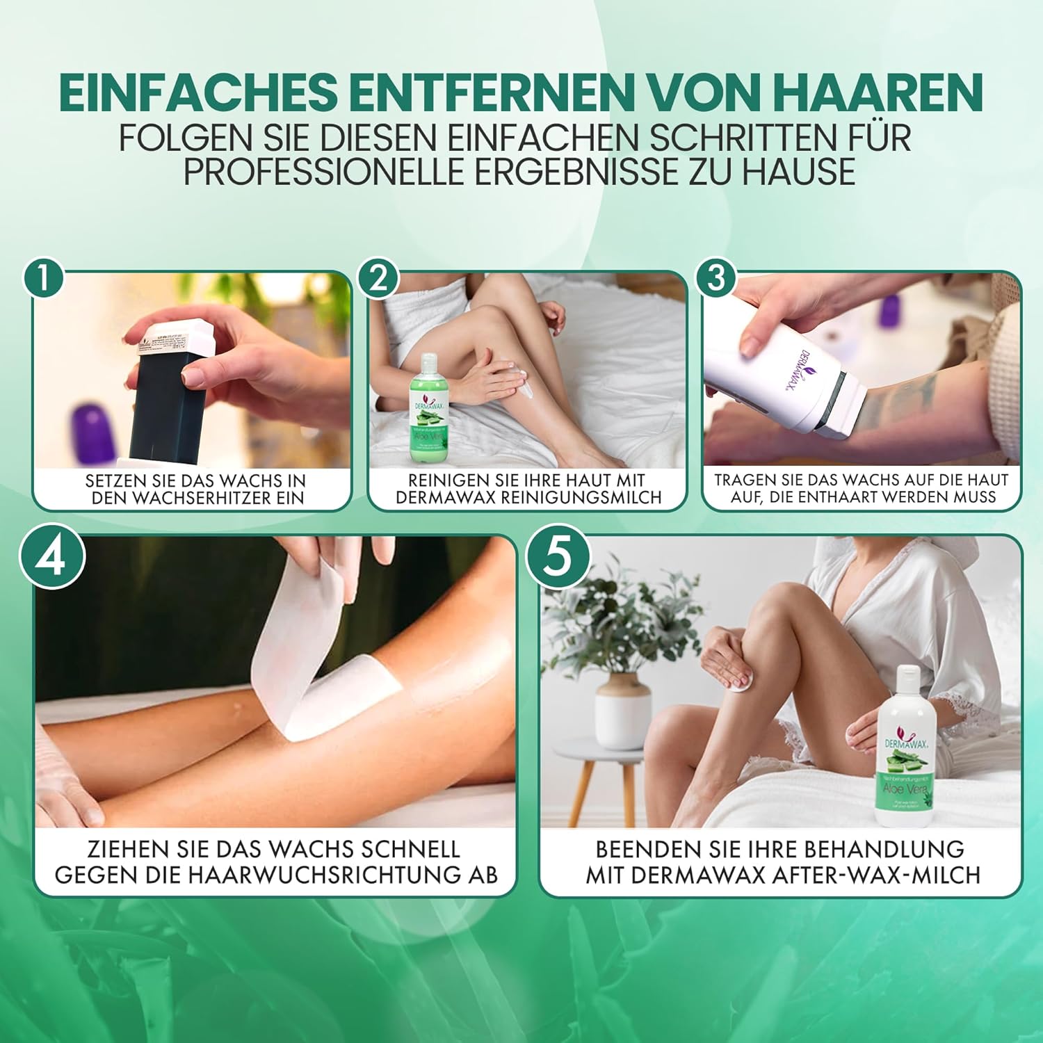 Dermawax Aloe Vera Roll-On-Wachspatronen - 6 x 100 ml