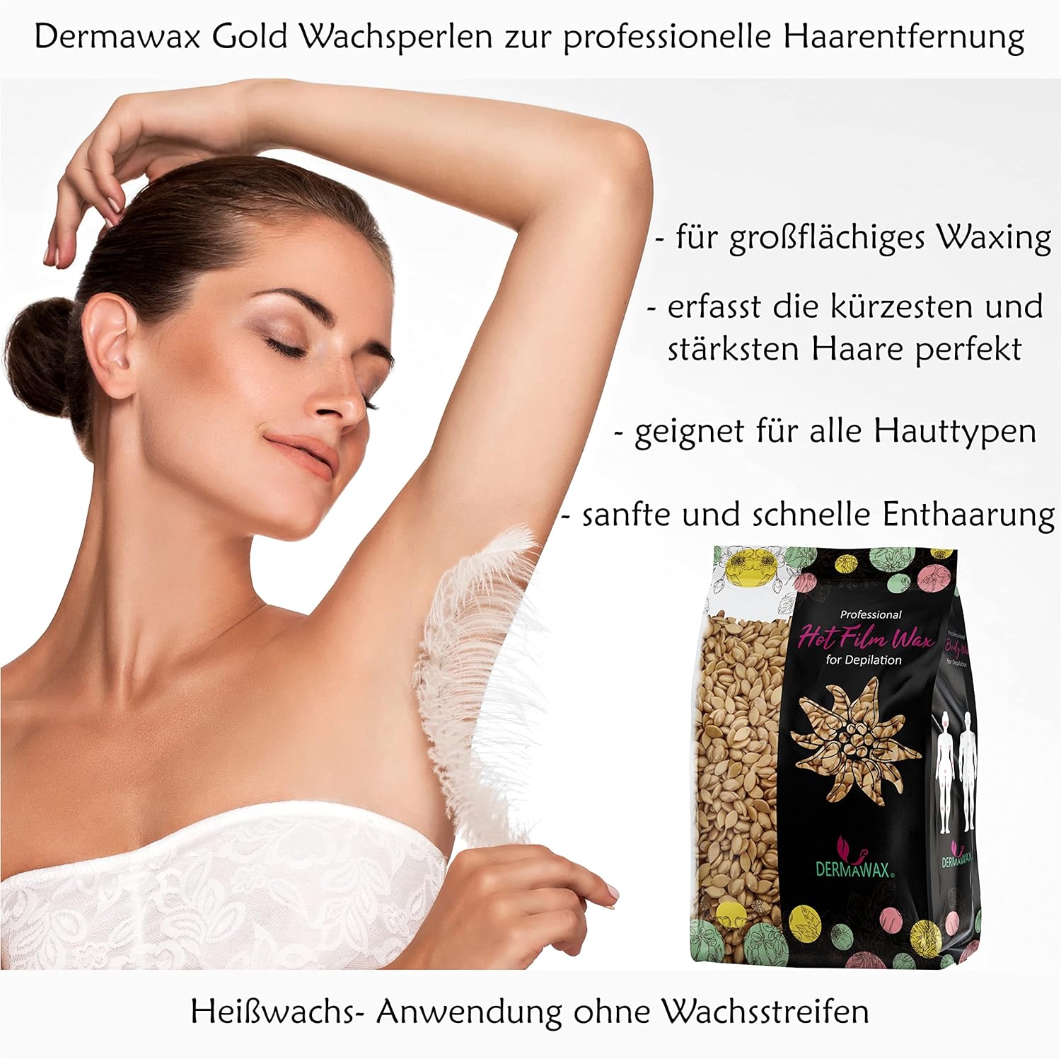 Dermawax Gold Black Edition Wachsperlen - veganes Filmwachs ohne Parfum