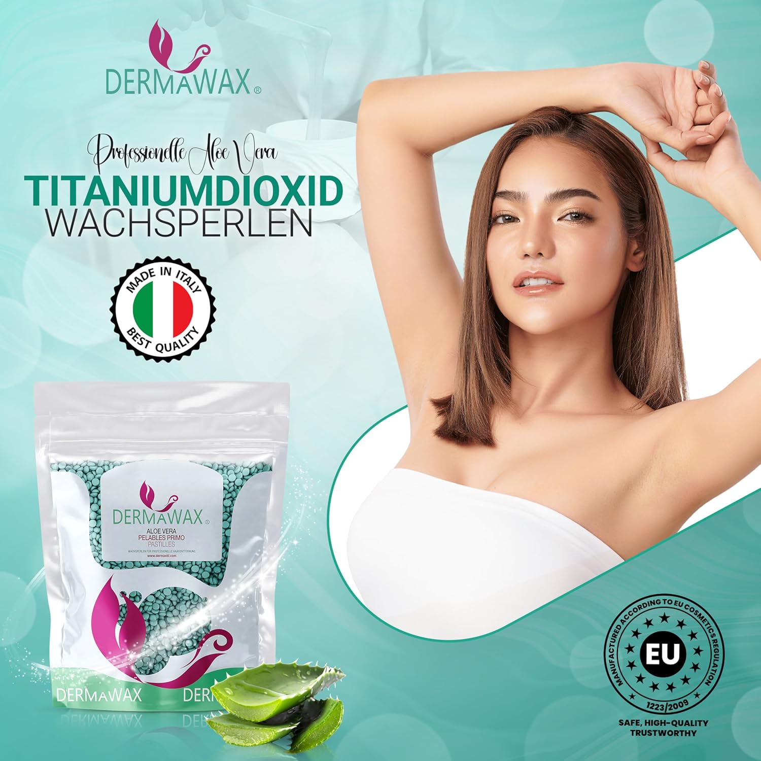 Dermawax Aloe Vera Wachsperlen - Heißwachs ohne Vliesstreifen