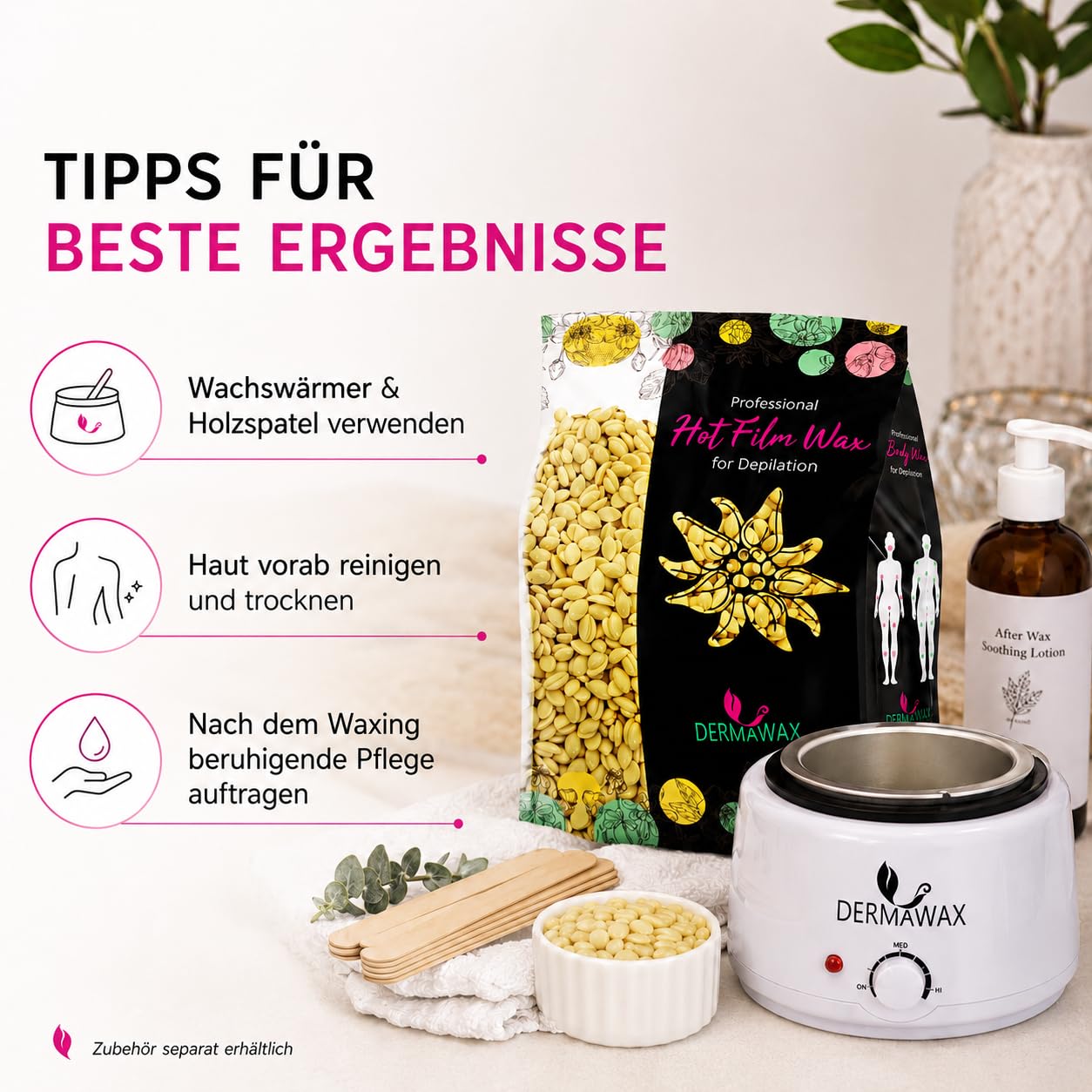 Dermawax Weiße Schokolade Wachsperlen - Sanftes Stripless Waxing für Männer & Frauen