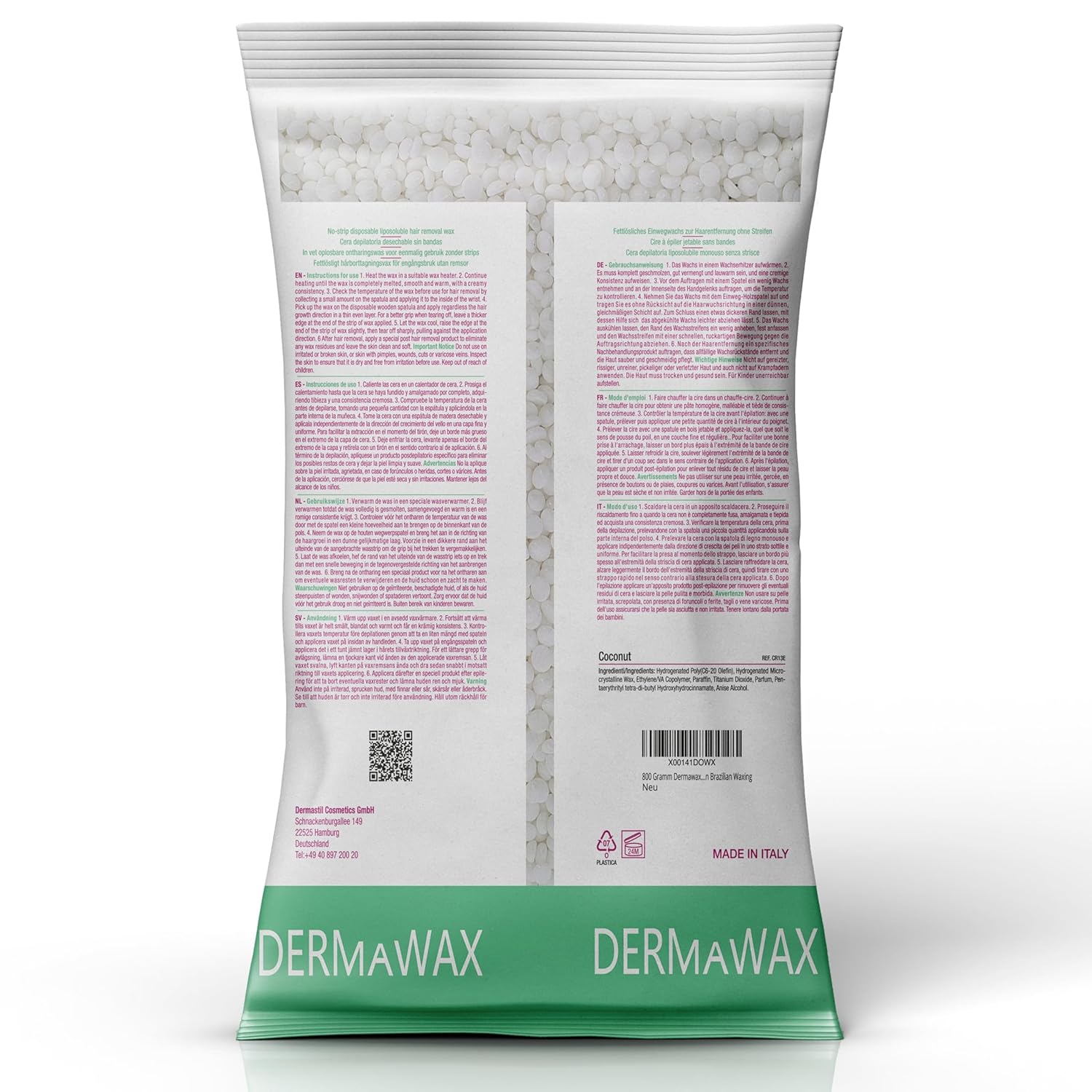Dermawax Kokosnuss Wachsperlen - hypoallergenes multidirektionales Heißwachs