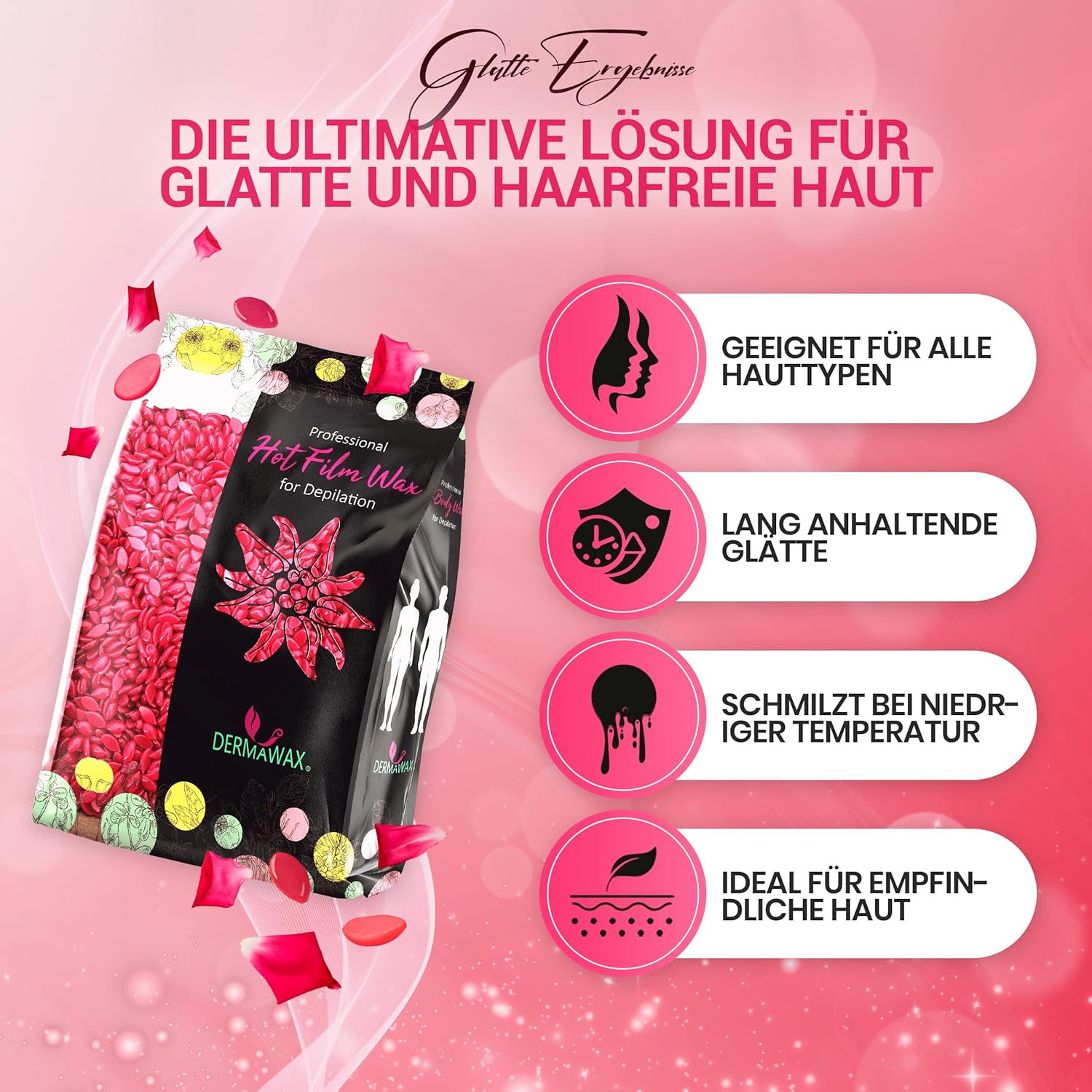 Dermawax Rose Wachsperlen - Für Gesicht, Körper & Bikini