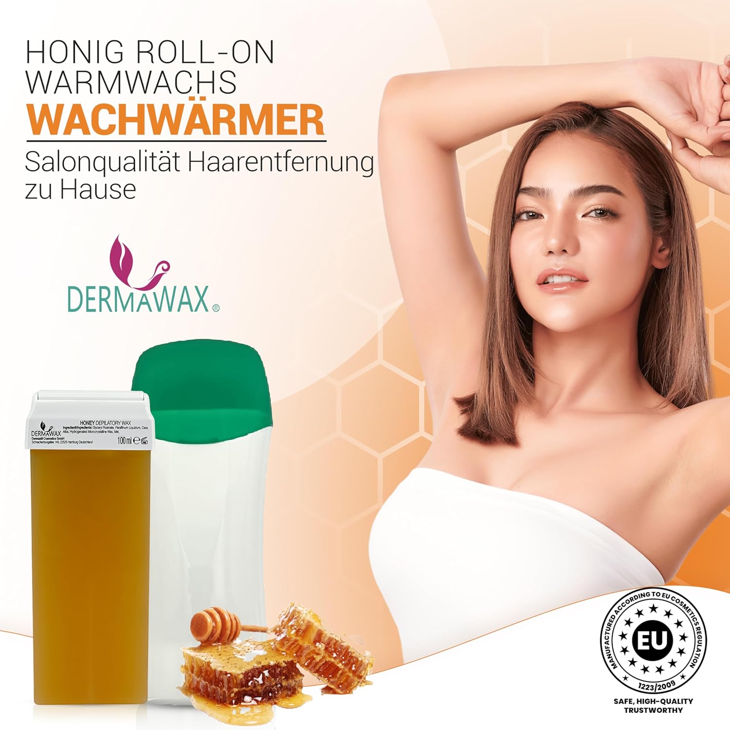 Dermawax Roll-On Wachswärmer Set Honig - 25W, 100 ml