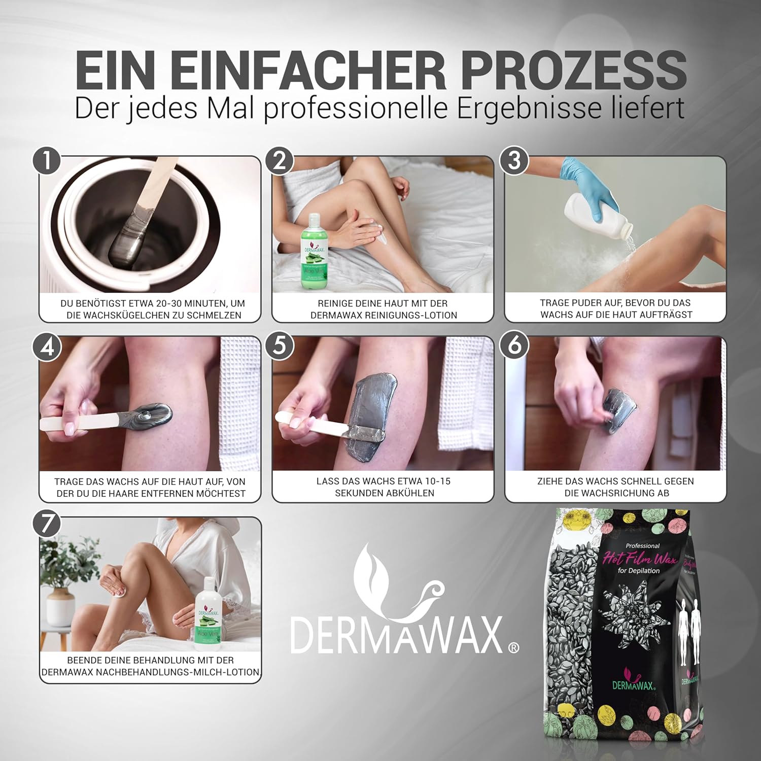 Dermawax Silver Black Edition Wachsperlen - Filmwachs ohne Vliesstreifen