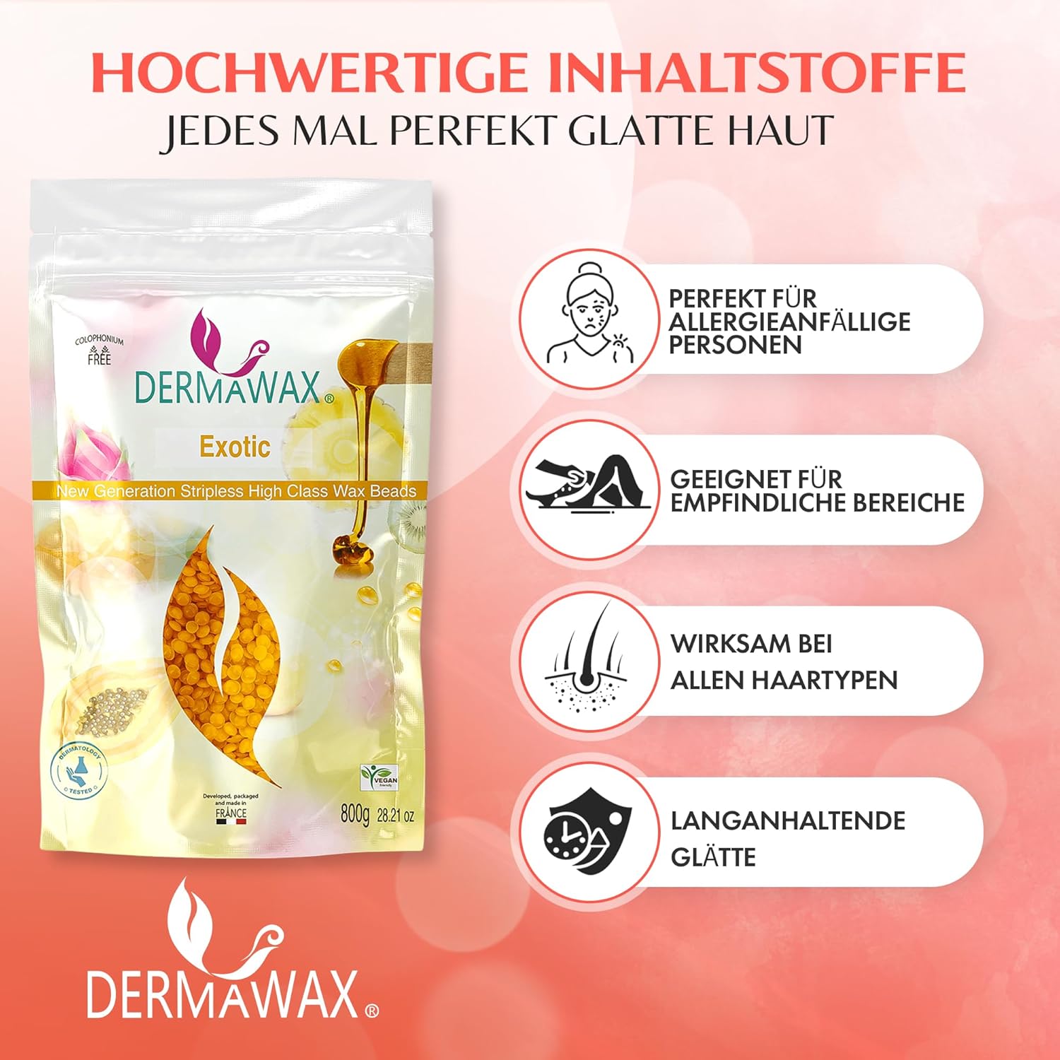 Dermawax Exotic Papaya Wachsperlen - 800g