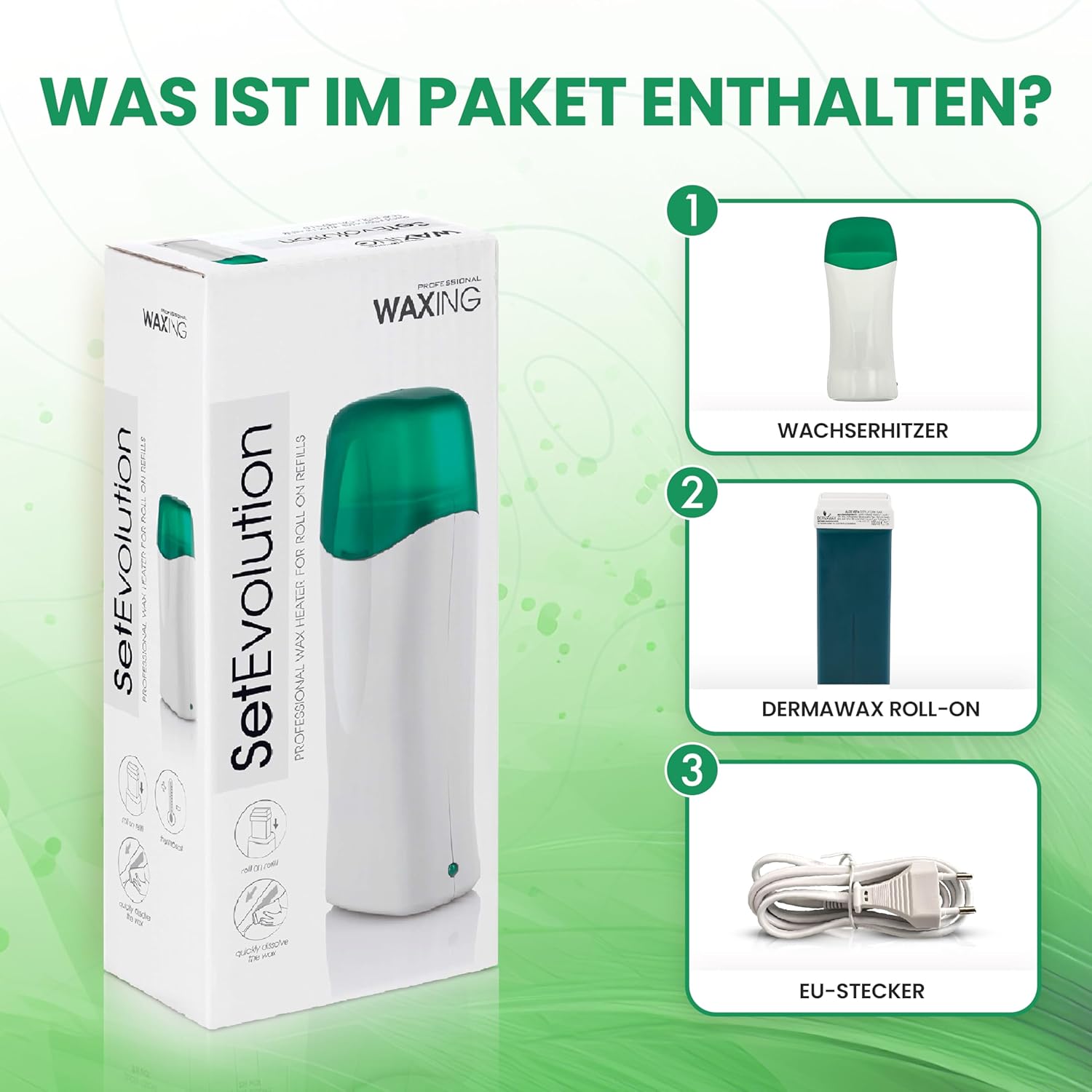 Dermawax Roll-On Wachswärmer Set Aloe Vera - 25 W, 100 ml
