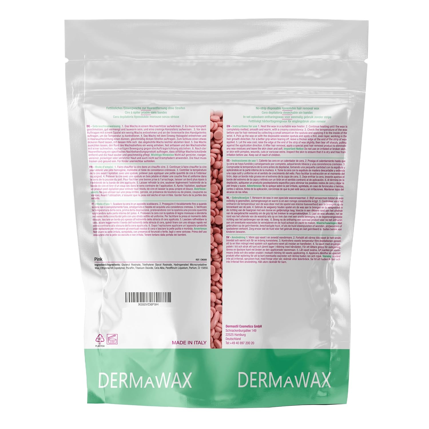 Dermawax Pink Rose TIO2 Wachsperlen - Heißwachs ohne Vliesstreifen